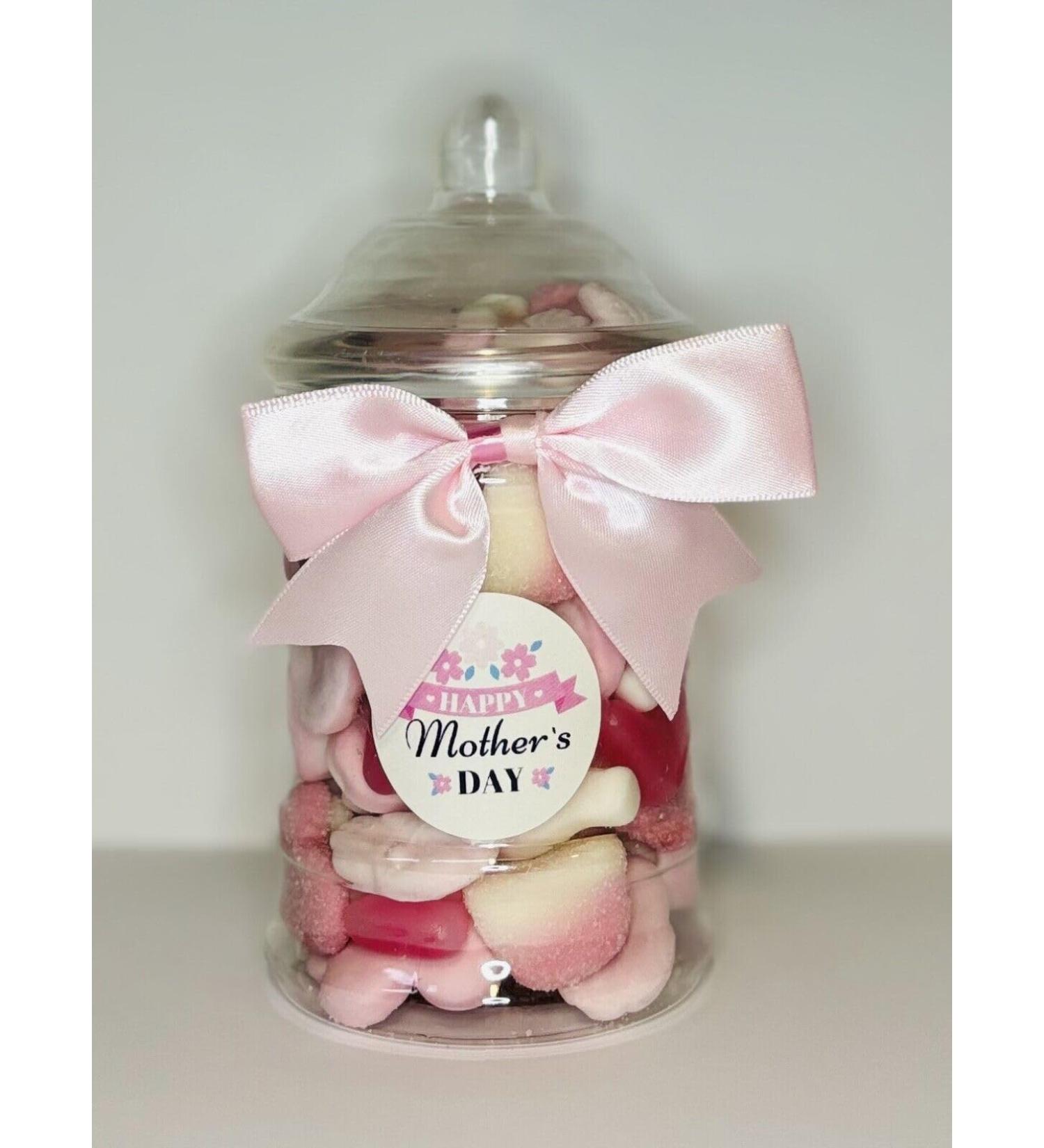 Happy Mothers Day Mum Filled Pink Pick N Mix Gummy Sweet Jar Gift Present 380ml - Buy Online on GoSupps.com