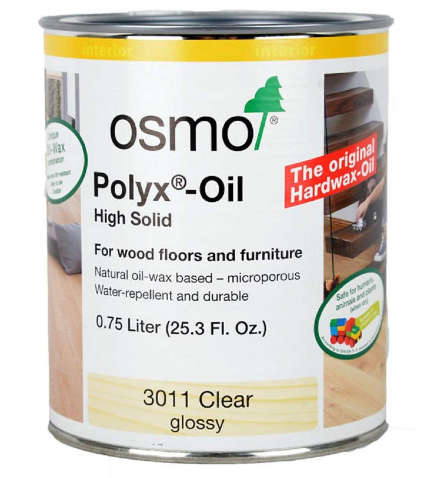 Osmo Polyx-Oil, 3011 Clear Gloss - .750 Liter 25.36 Fl Oz (Pack of 1) Clear Gloss