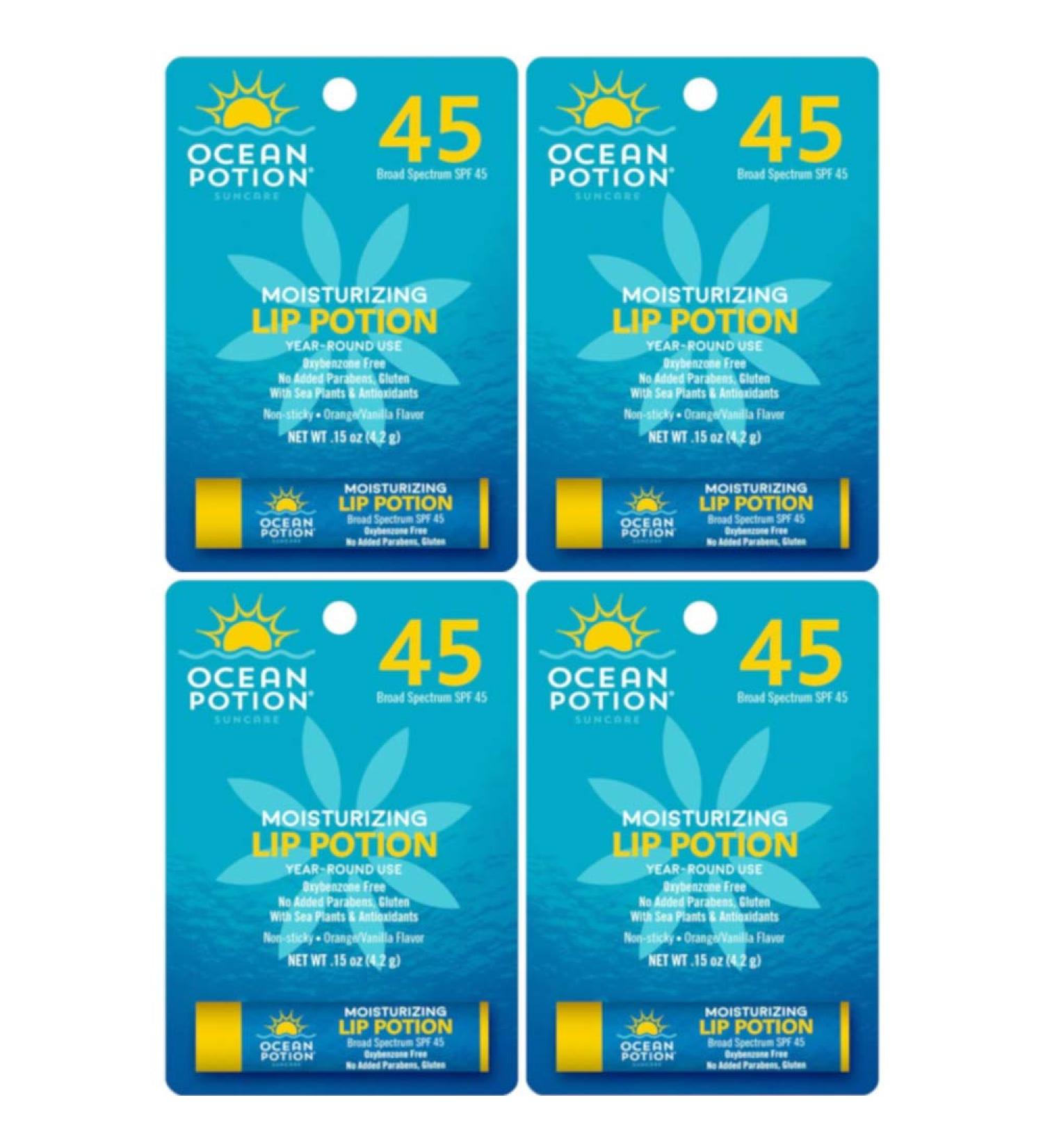 Ocean Potion SPF 45 Moisturizing Lip Potion - Orange Vanilla 0.15 oz (Pack of 4) - Buy Online on GoSupps.com