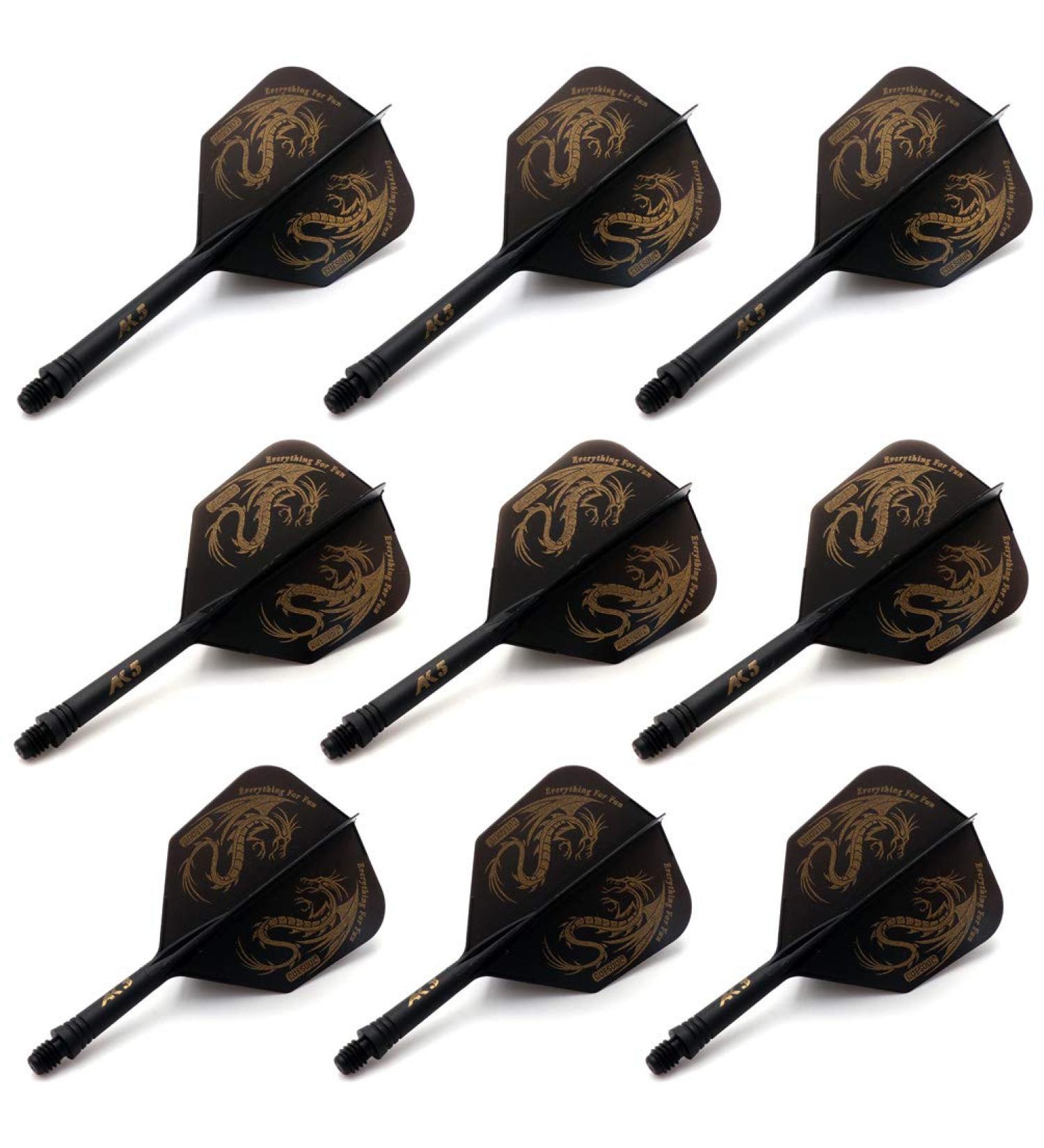 CUESOUL 3 Sets Integrated Dart Shaft and Flights - 21mm, 28mm, 33mm Shaft Lengths - Big Wing Shape - Black Dragon - Buy Online on GoSupps.com