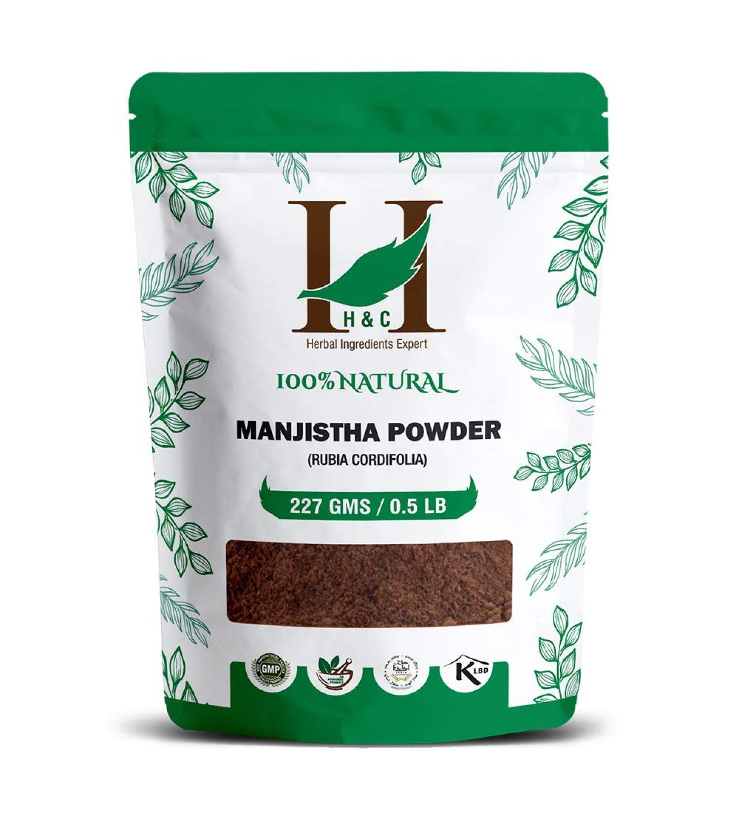H&C 100% Natural Manjistha Powder 227gms - Rubia Cordifolia - Organic Herbal Supplement - Buy Online on GoSupps.com