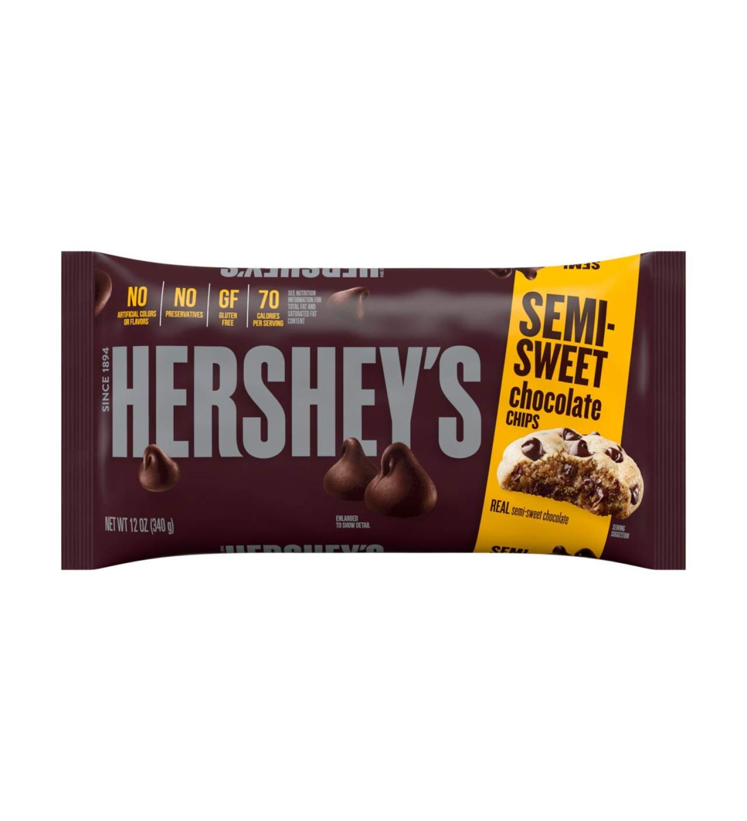 Hershey's Kitchens Semi-Sweet Chocolate Chips - Bulk Baking Supplies, 12 Oz Bag (Pack of 12) - Buy Online on GoSupps.com