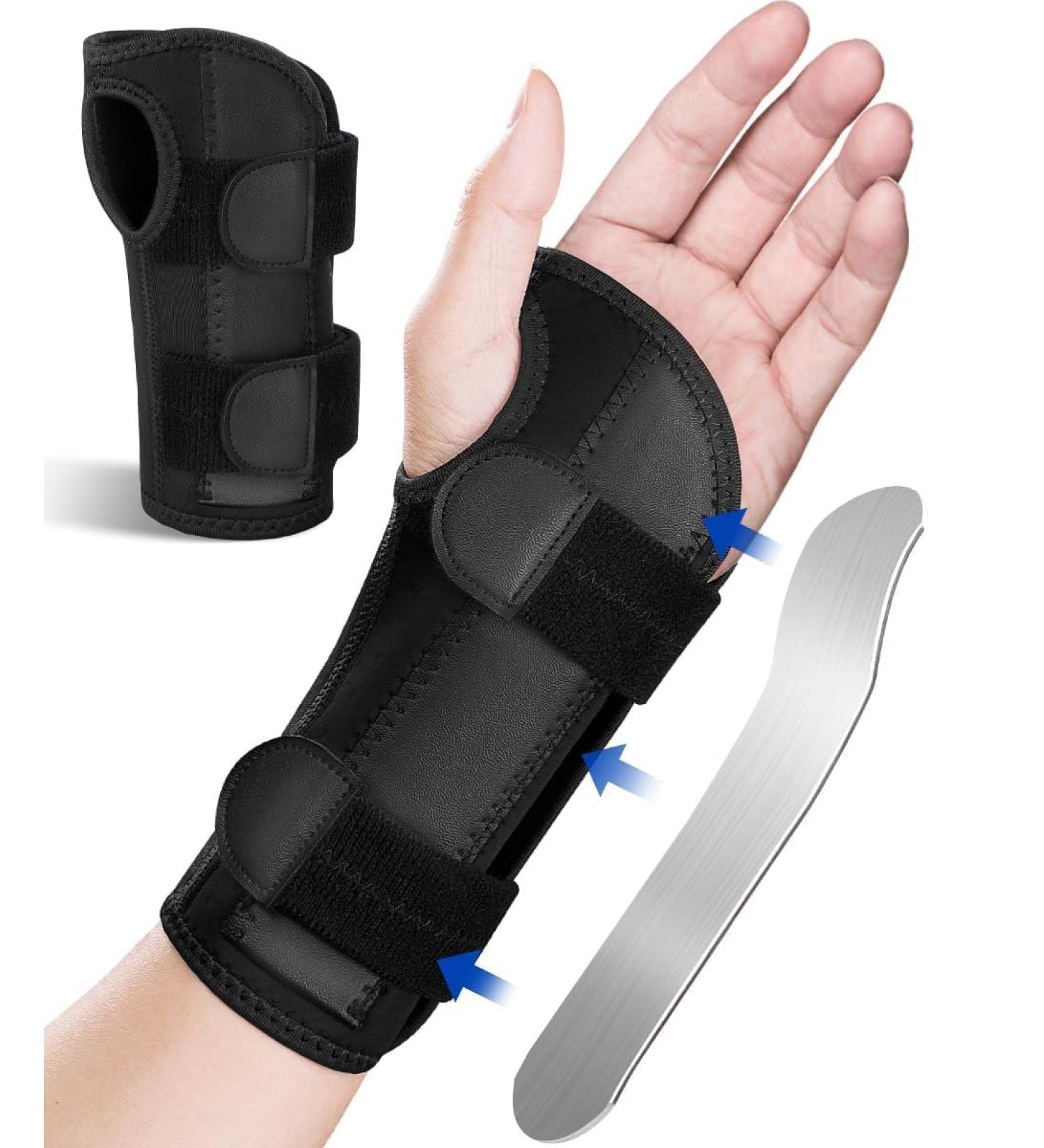 Wrist Brace with Metal Wrist Splint Carpal Tunnel Wrist Brace for Night Sleep Adjustable Wrist Support Men Women for Tendonitis Arthritis Pain Relief - Left Hand Small Fit Wrist 5.1-6.9 inch Left Hand-black Small - Buy Online on GoSupps.com