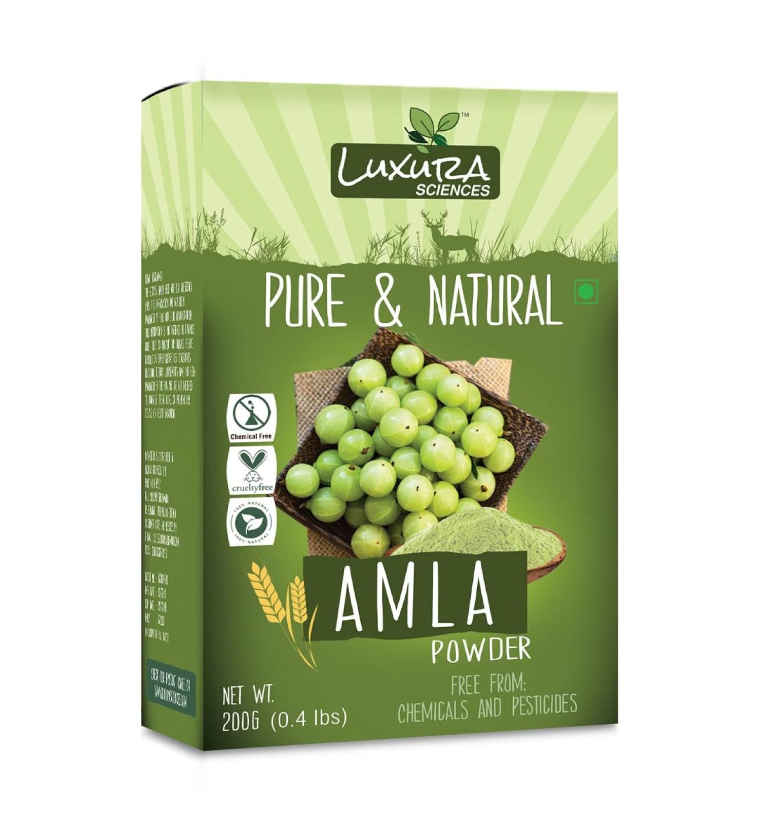 Luxura Sciences Pure Amla Powder For Hair Growth 200 Grams.FSSAI Approved. by Luxura Sciences