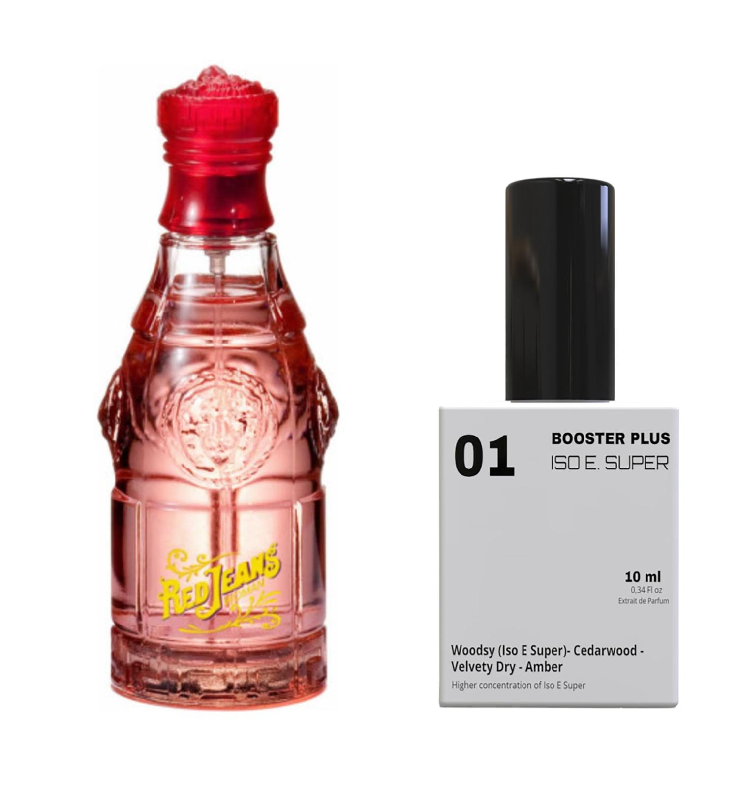 PERFUME BOOSTER PLUS (ISO E SUPER-MOLECULE 01) TO RED JEANS Give power to your original perfume 12 hours long lasting Large Bottle not included It is only a reference (ISO E SUPER-MOLECULE 01) - Buy Online on GoSupps.com