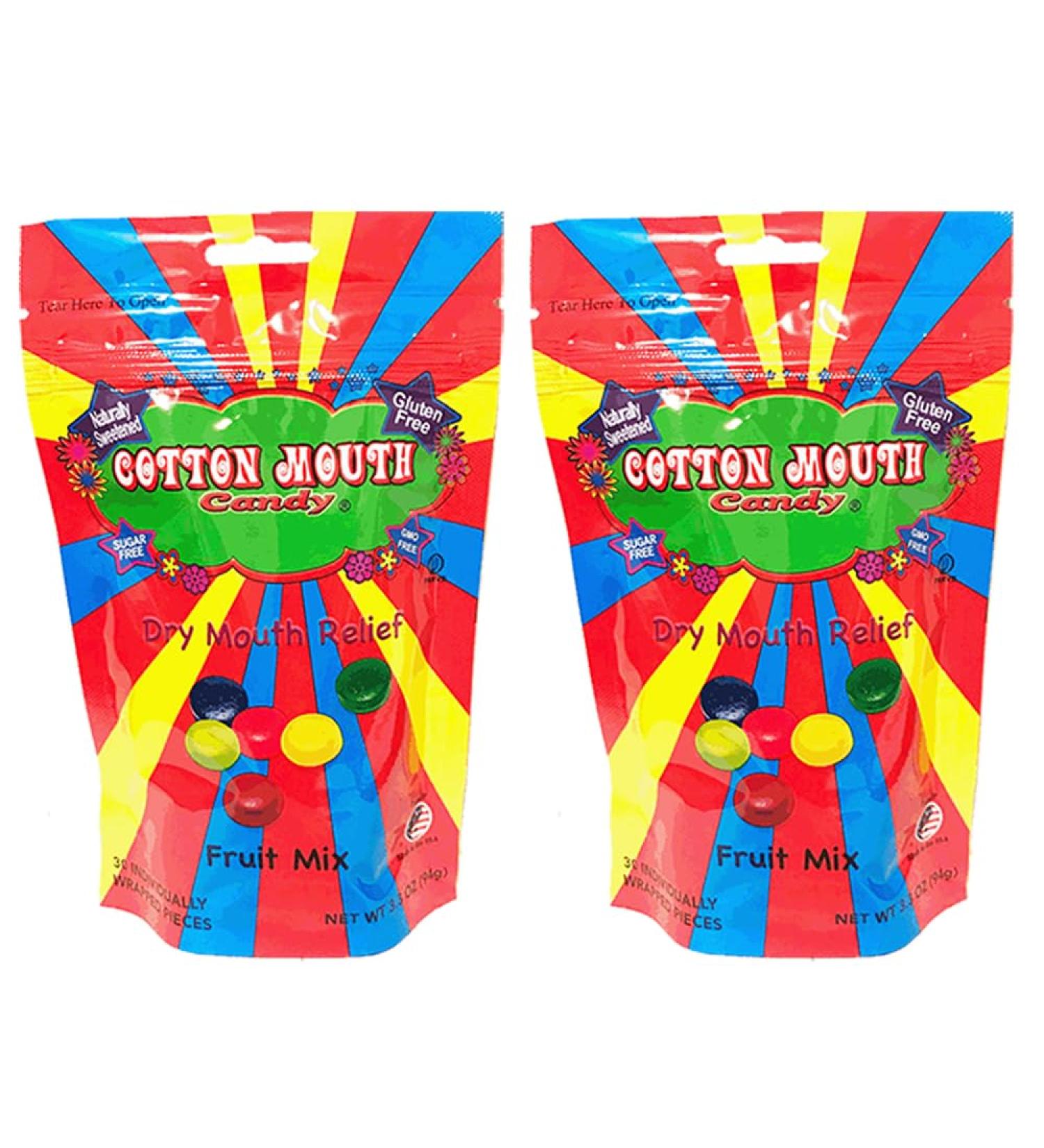 Cotton Mouth Candy - Dry Mouth Relief Fruit Mix (2 Bags 3.3oz) | Sugar Free Gluten Free Delicious Flavor | Increases Saliva Production 30 Individually Wrapped Pieces - Buy Online on GoSupps.com