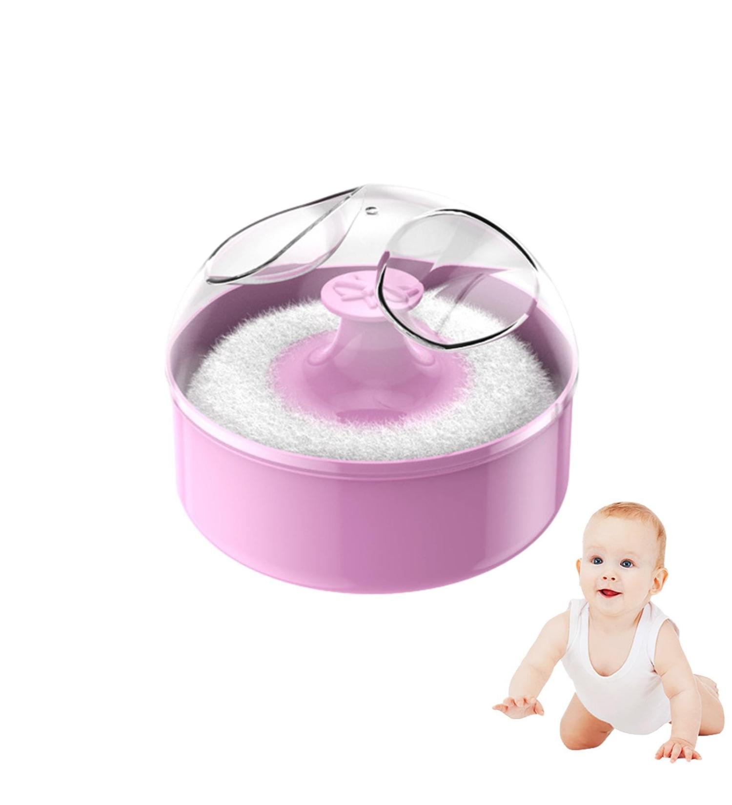 Soft Dustproof Body Powder Quaste & Container | Hygienic Portable Pink Powder Case | International Shipping - Buy Online on GoSupps.com