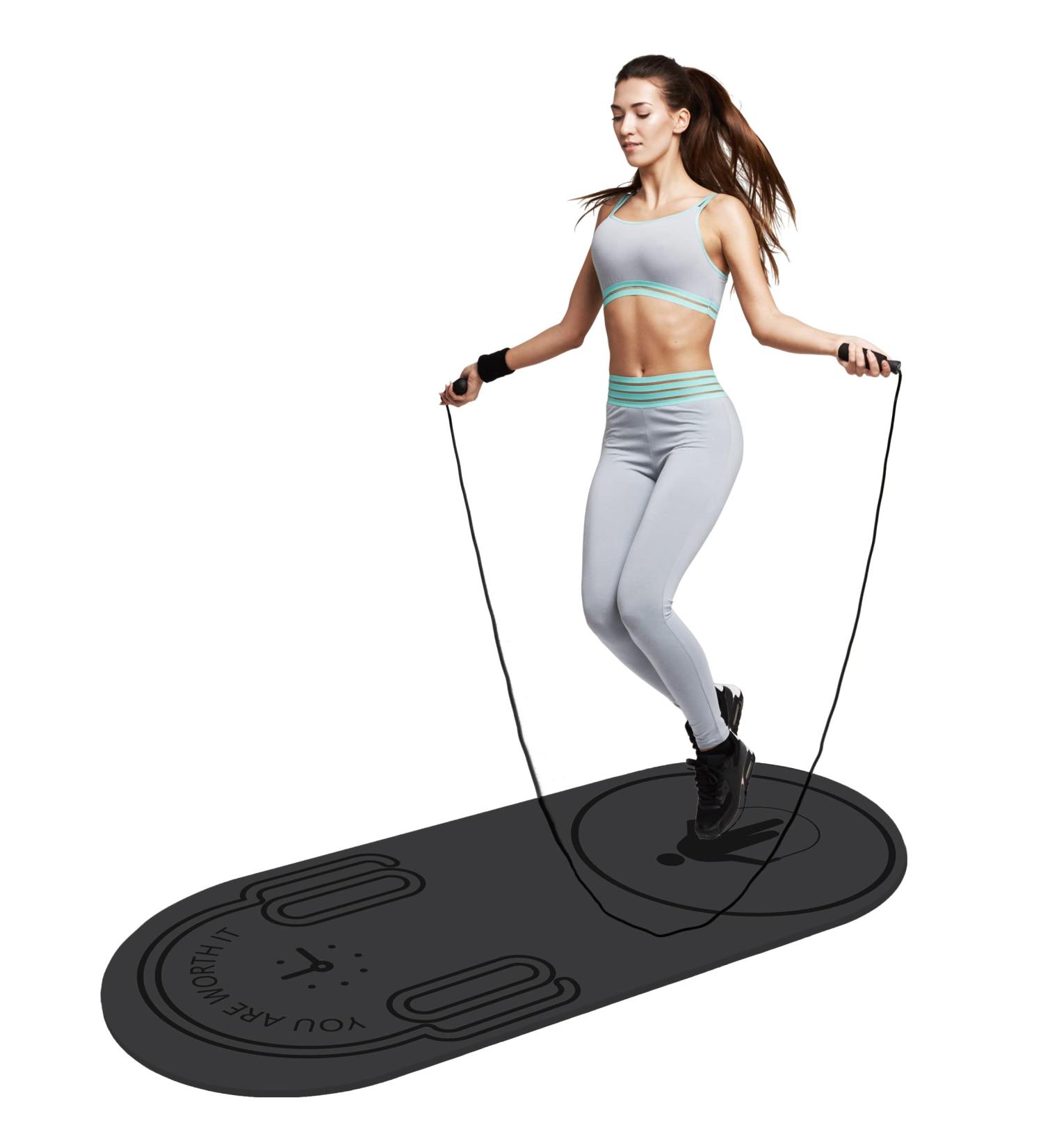 LERYG 8mm Jump Rope Mat - Durable Non-Slip Exercise Mat for Home Gym - 55 x 24 inches, Gray - Buy Online on GoSupps.com