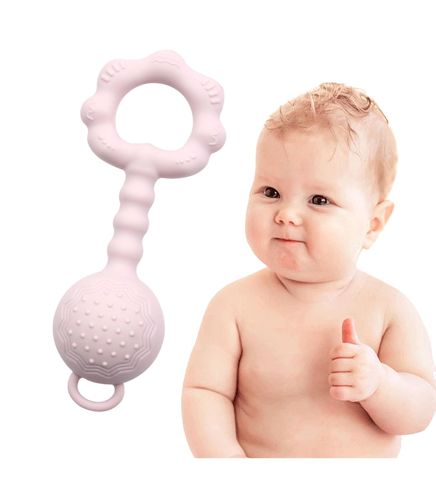 Buy BPA-Free Silicone Baby Rattles Toy for 0-6 Months | Sensory Teething Ring & Gift for Boys & Girls (Pink) - International Shipping Available - Buy Online on GoSupps.com
