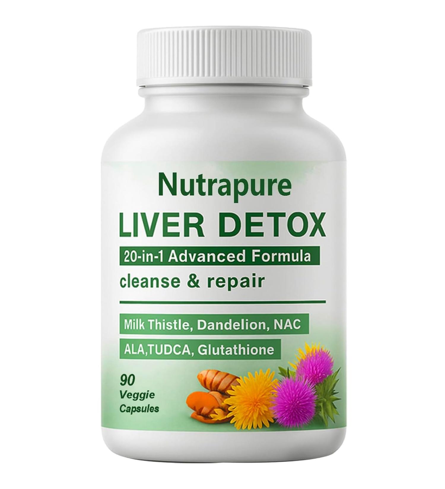 Liver Detox Capsules - 20-in-1 Herbal Formula with Milk Thistle Dandelion Turmeric & Artichoke Leaf for Liver Support and Digestive Balance Non-GMO Gluten-Free (1) - Buy Online on GoSupps.com