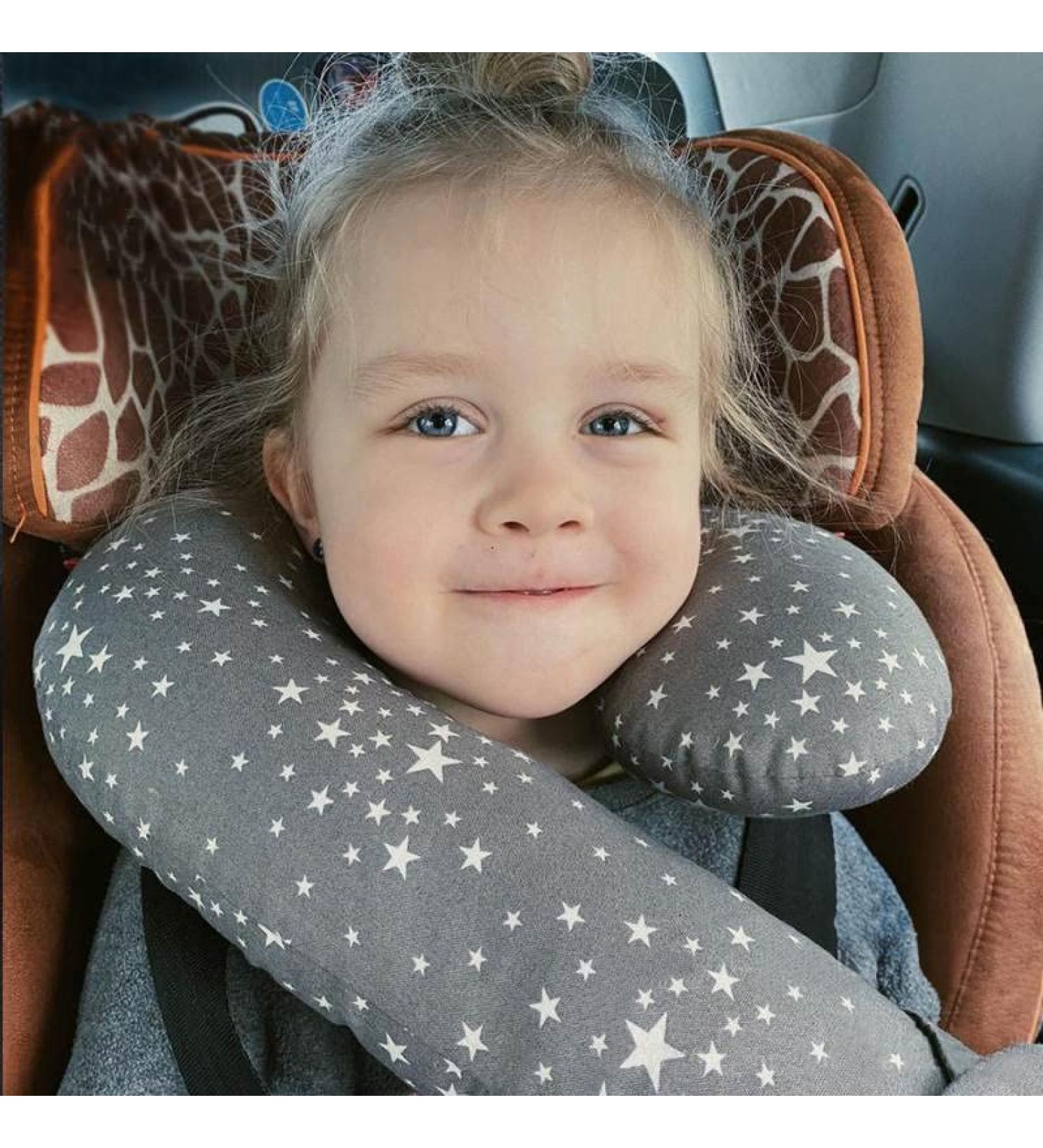 Qchomee Kids Car Travel Pillow - Head & Neck Support for Safe Travel - Grey Pentagram Design - Buy Online on GoSupps.com