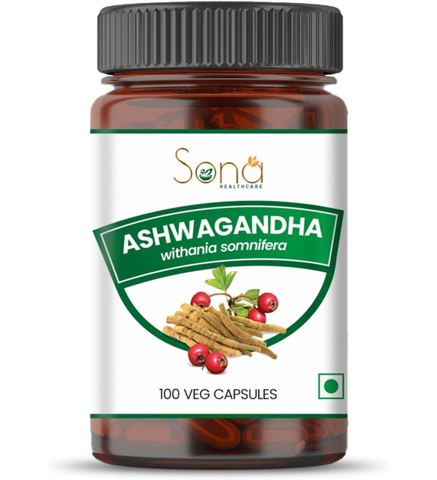 SONA Ashwagandha Capsule - 1000mg Veg Capsules 100 Count (Pack of 1) - Buy Online on GoSupps.com