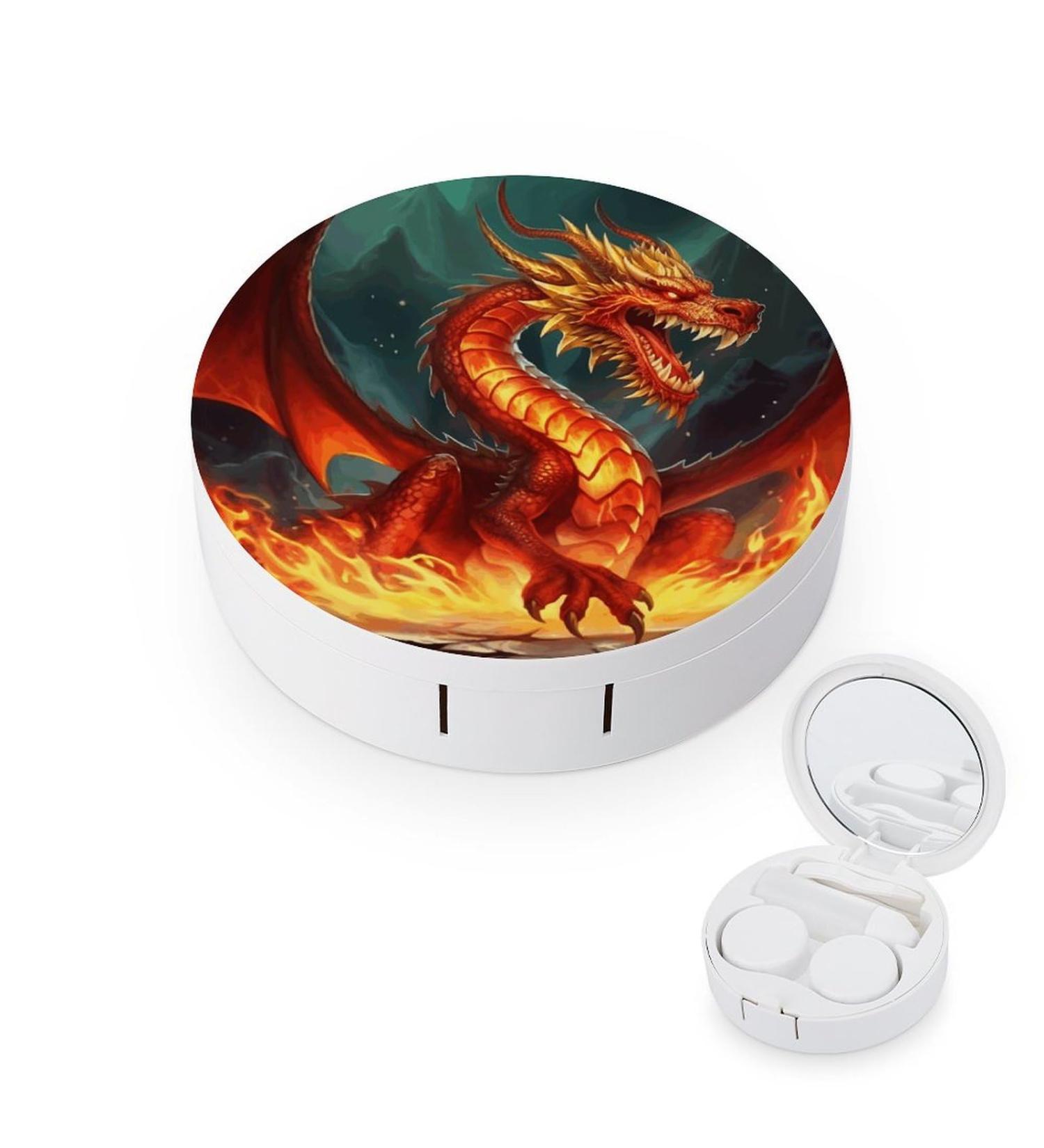Dragon King Fire Print Contact Lens Case | Durable Travel Care Box for Contact Lenses - Buy Online on GoSupps.com