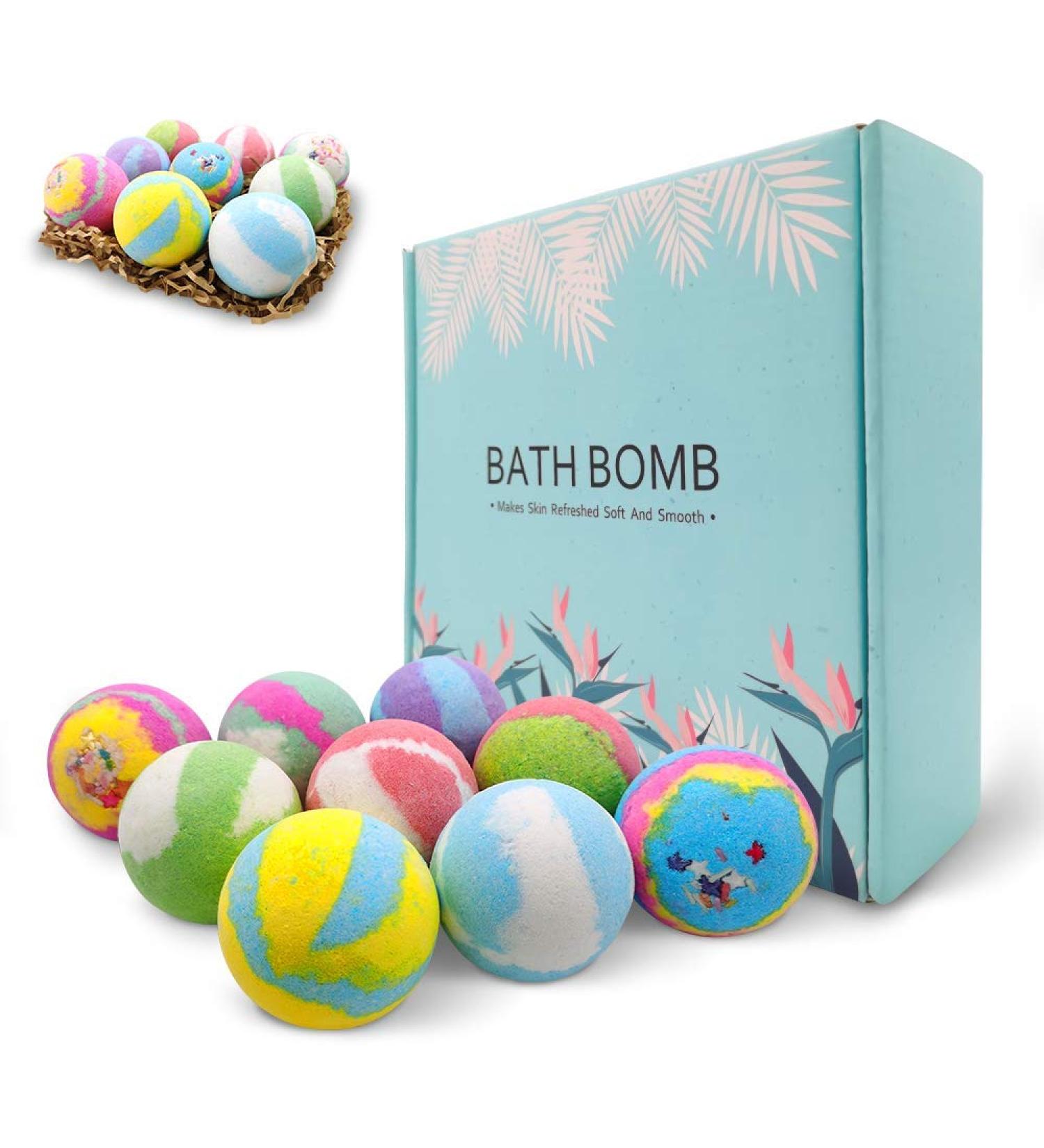 Bath Bombs Gift Set with Natural Essential Oils - 9PCS 3.6 Oz, Perfect for Bubble Bath & Home Spa - Moisturizing Skin, Best Christmas/Birthday/Holiday Gift for Mom, Girls, and Kids - Buy Online on GoSupps.com