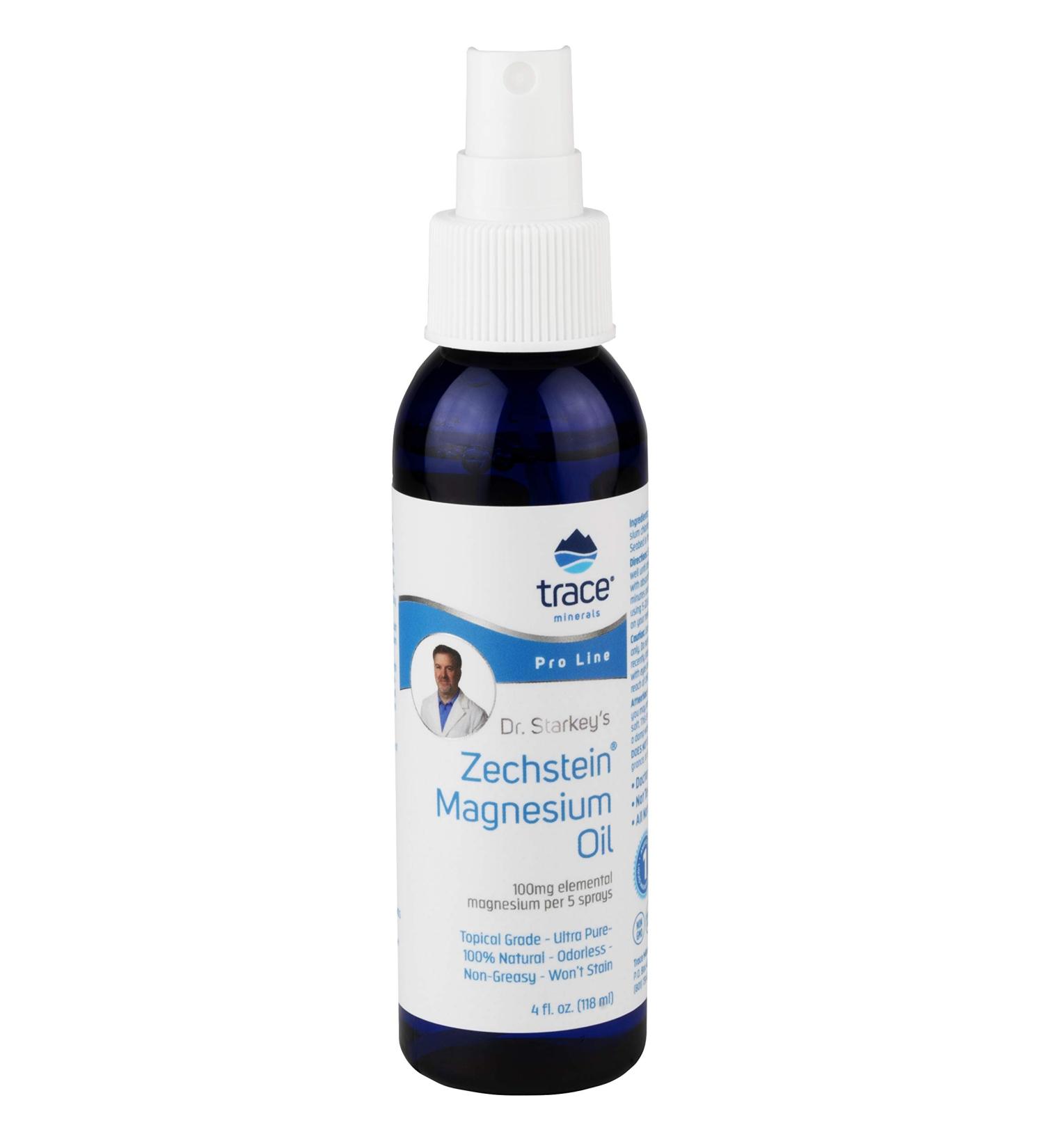 Trace Minerals | Pro Line Dr. Starkey's Zechstein Magnesium Oil | Encourages Normal Skin Supports Stress Relief | 100% Natural Odorless Non-Greasy | 4 fl. oz. (118 ml)