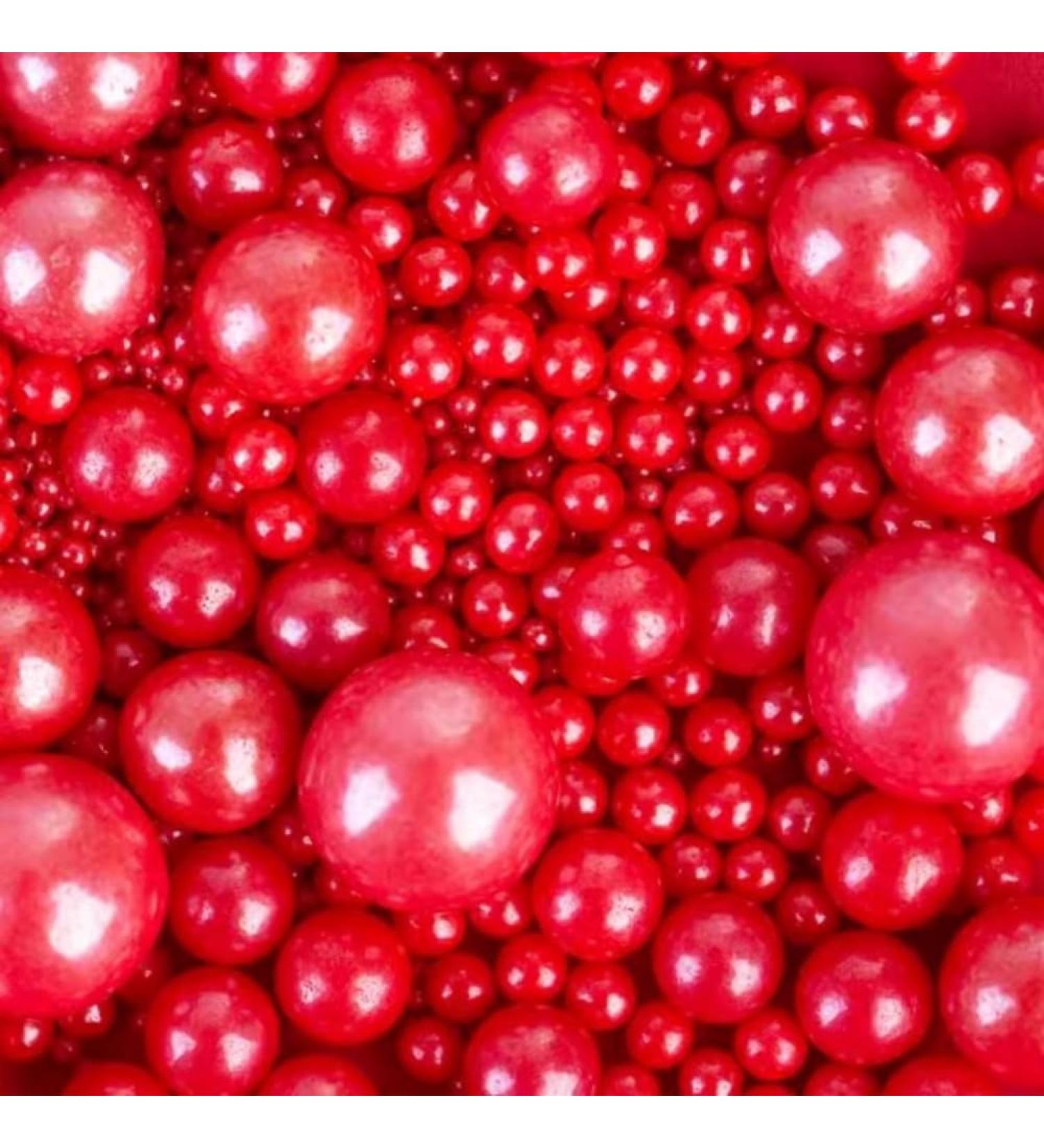 Red Pearls Edible Cake Decorations 120g for Birthdays Halloween Thanksgiving & Christmas Parties | Perfect for Cupcakes Desserts & Biscuits - Buy Online on GoSupps.com