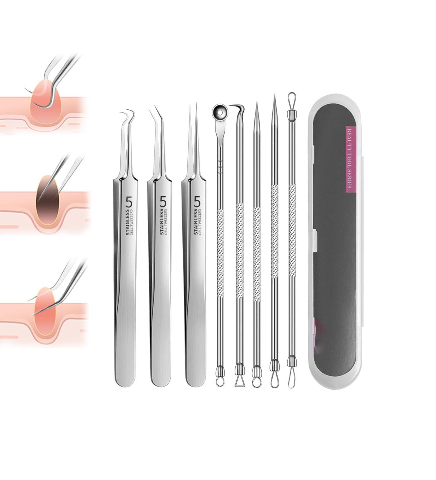 8set Usiveinborn Blackhead Remover Usiveinborn Tweezers Professional Facial Blackhead Remover Tweezers Efficient Tool for Clearing Blackheads Blackhead Extractor Black Head Remover Set for Facial Nose  - Buy Online on GoSupps.com