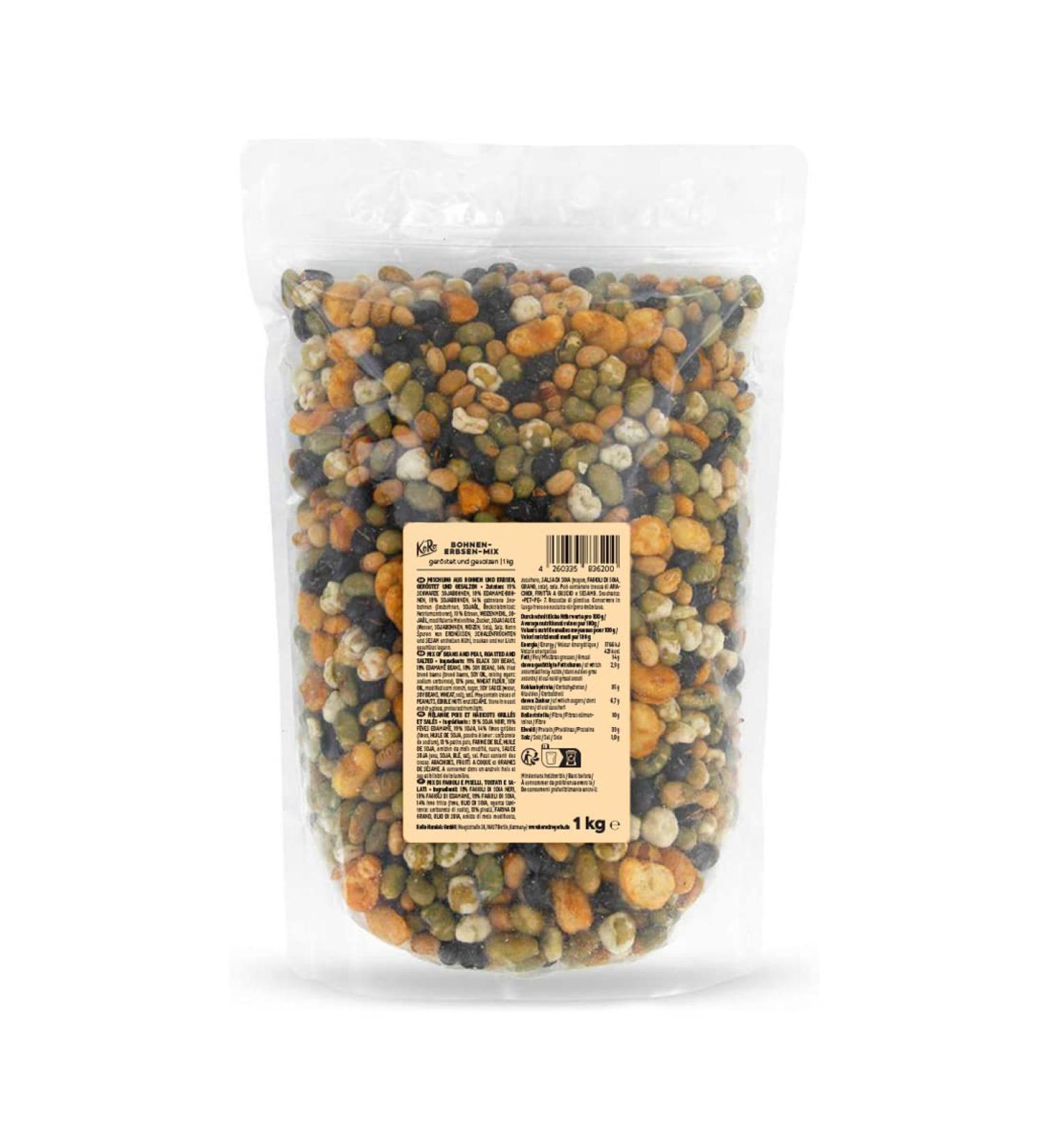 KoRo - Roasted and salted peas and beans mix 1 kg - Snack of roasted and salted dried vegetables in economical packaging - Buy Online on GoSupps.com
