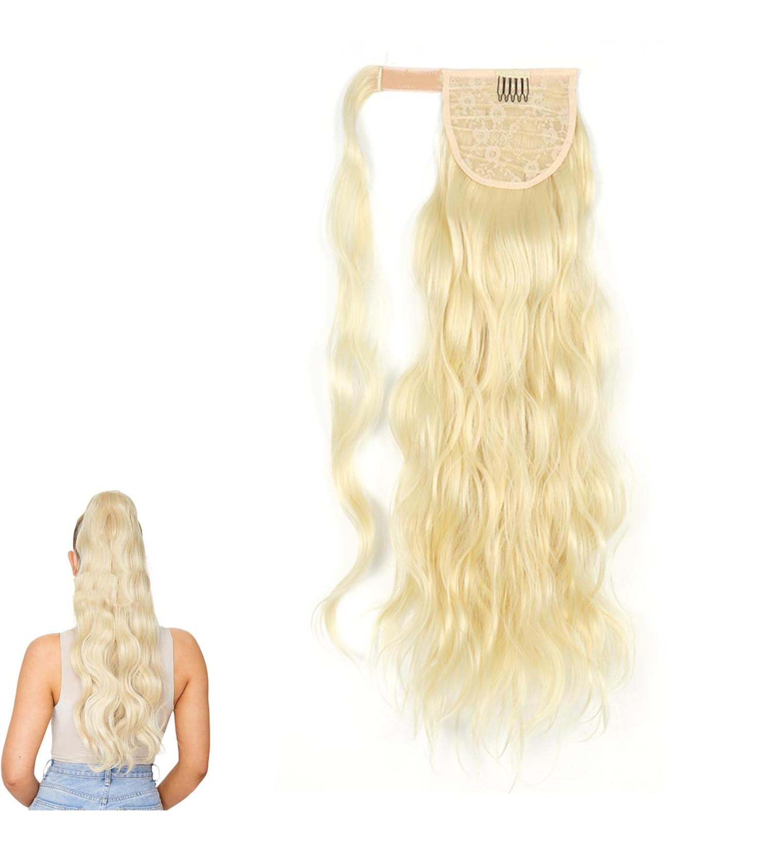Ponytail Extension Long Curly Wave | Synthetic Hairpiece 24 inch | Heat Resistant Wrap Around Ponytail for Women - Prinfantasy MW132 - Buy Online on GoSupps.com