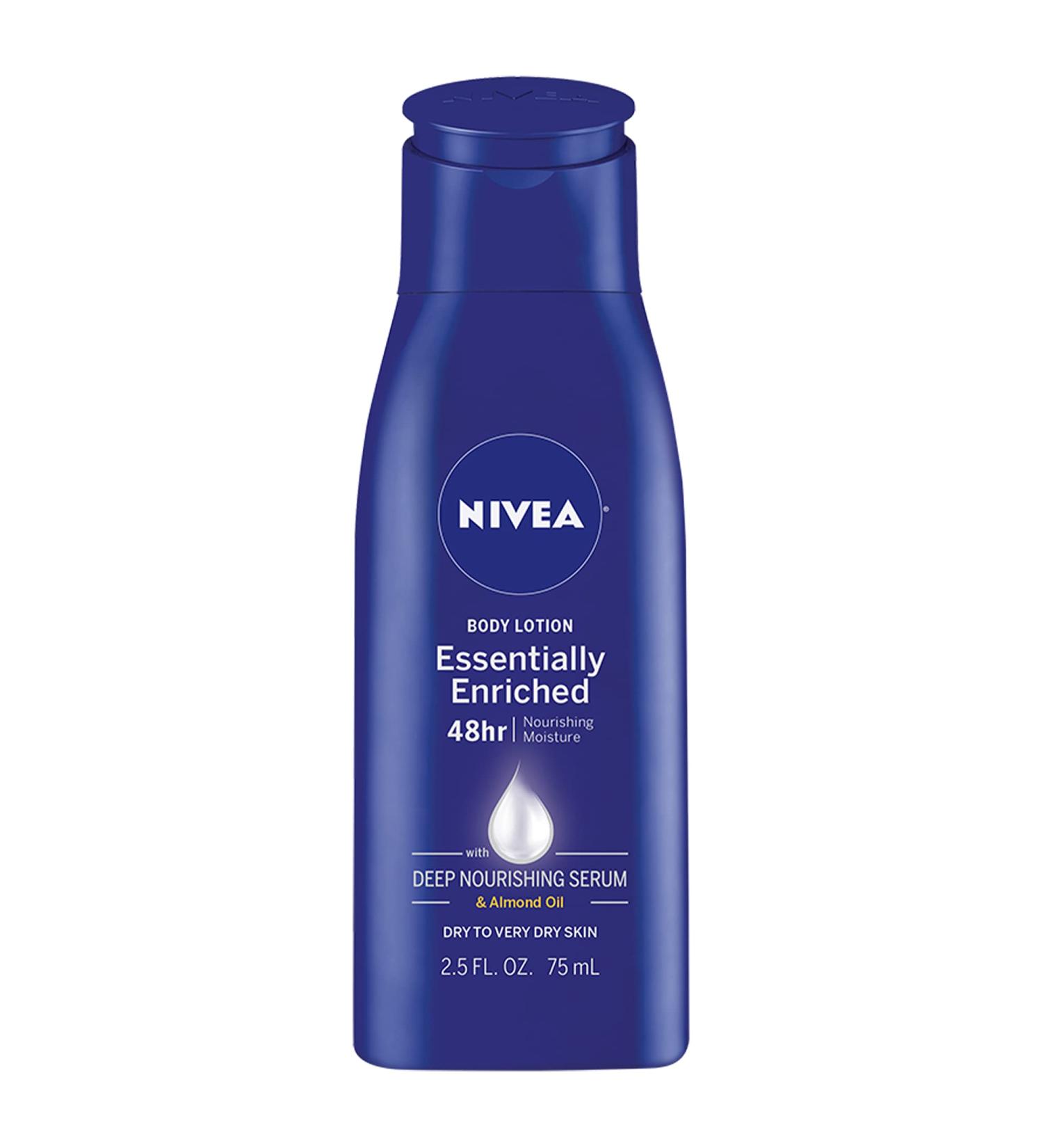 NIVEA Essentially Enriched Body Lotion 2.5 Fl Oz | 48-Hour Moisture for Dry to Very Dry Skin - Buy Online on GoSupps.com