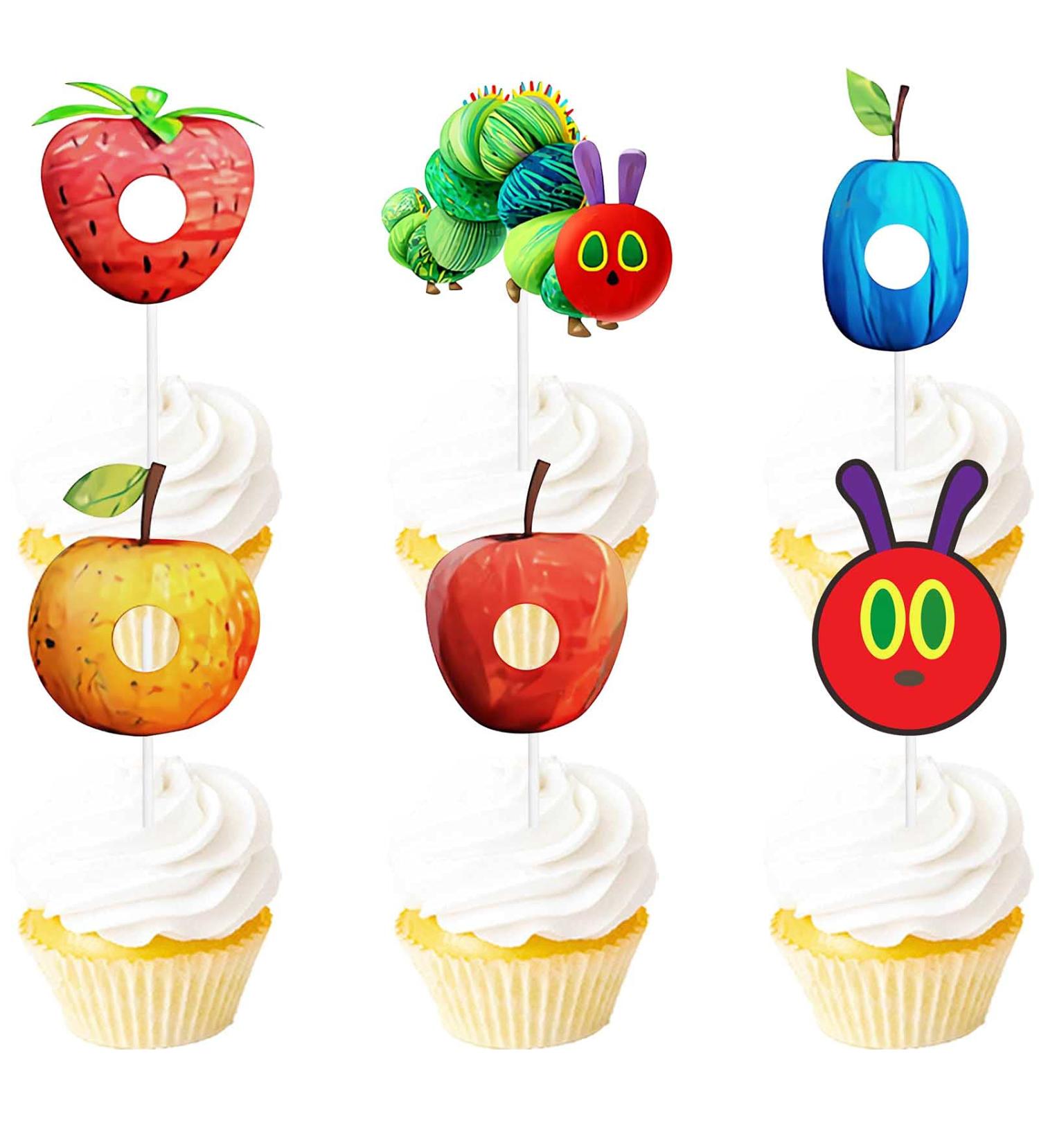 S-Cp-0005 Ice Cream Fruit Dessert Cupcake Topper Colorful Glitter Happy Birthday Sensory Pop Game Theme Decor Supplies Baby Shower Boys Girls Birthday Party Decorations - Buy Online on GoSupps.com