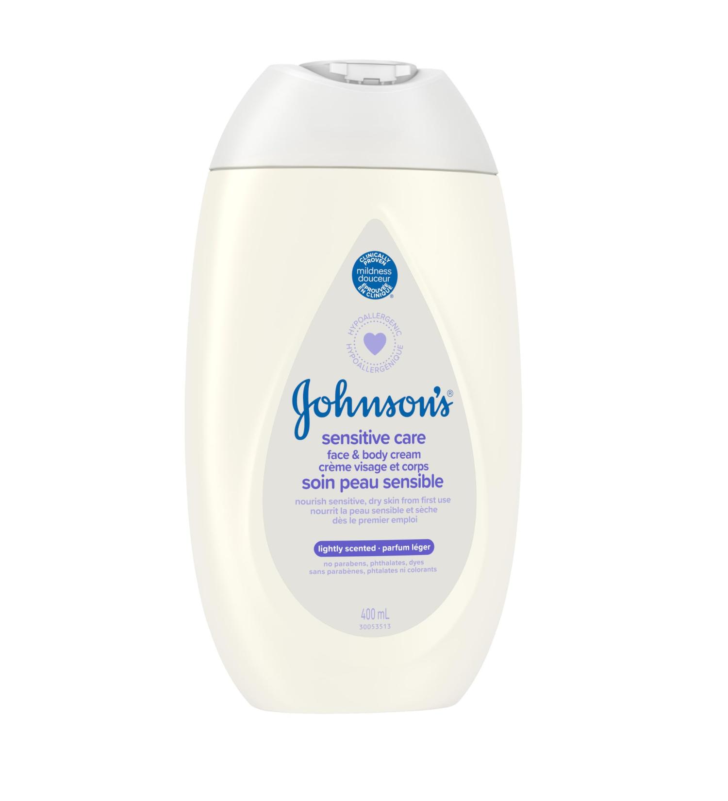 Johnson s Sensitive Care Face & Body Baby Cream Lightly Scented Sunflower Oil Vitamin B5 Sensitive & Dry Skin 400 mL - Buy Online on GoSupps.com