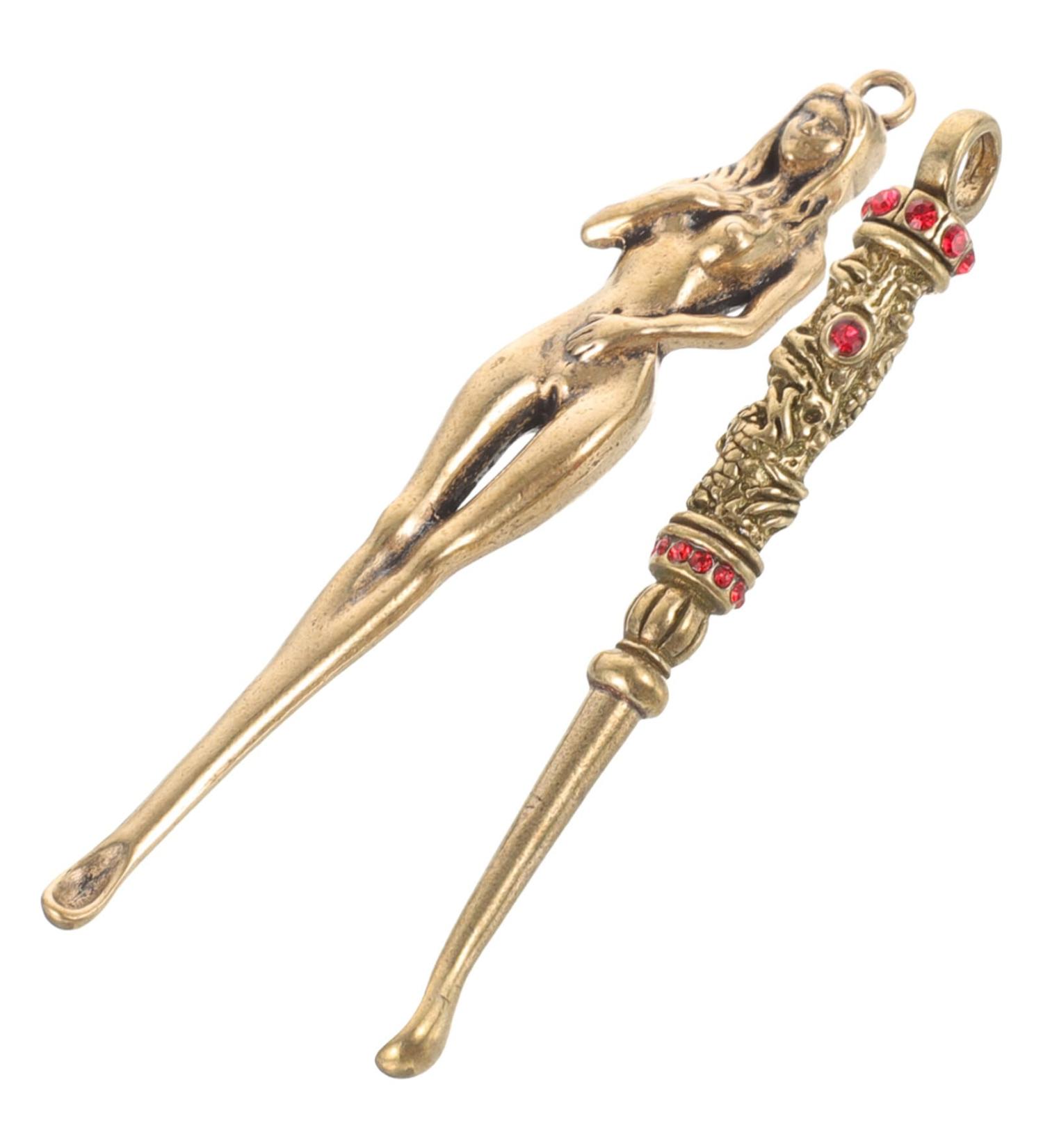 SEWACC 2pcs Brass Ear Spoons - Mini Shovel Sampling Spoons for Earwax Removal - Lab Spatula Necklace Pendant - Buy Online on GoSupps.com