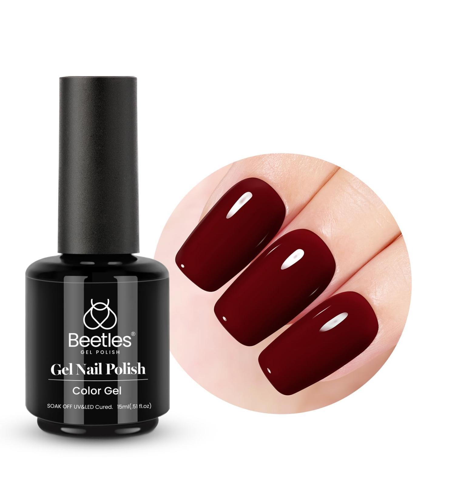 Beetles Dark Red Wine Gel Polish 15mL - Burgundy Christmas Nail Art for UV LED Lamp - Soak Off Manicure Salon Quality - Buy Online on GoSupps.com