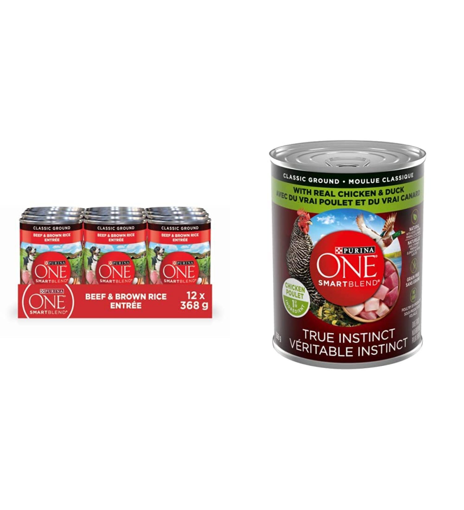 Purina ONE Wet Dog Food Beef & Brown Rice 368g (12 Pack) + Purina ONE Smartblend True Instinct Wet Dog Food Real Chicken & Duck 368g (12 Pack) Dog Food + Dog Food Chicken & Duck - Buy Online on GoSupps.com