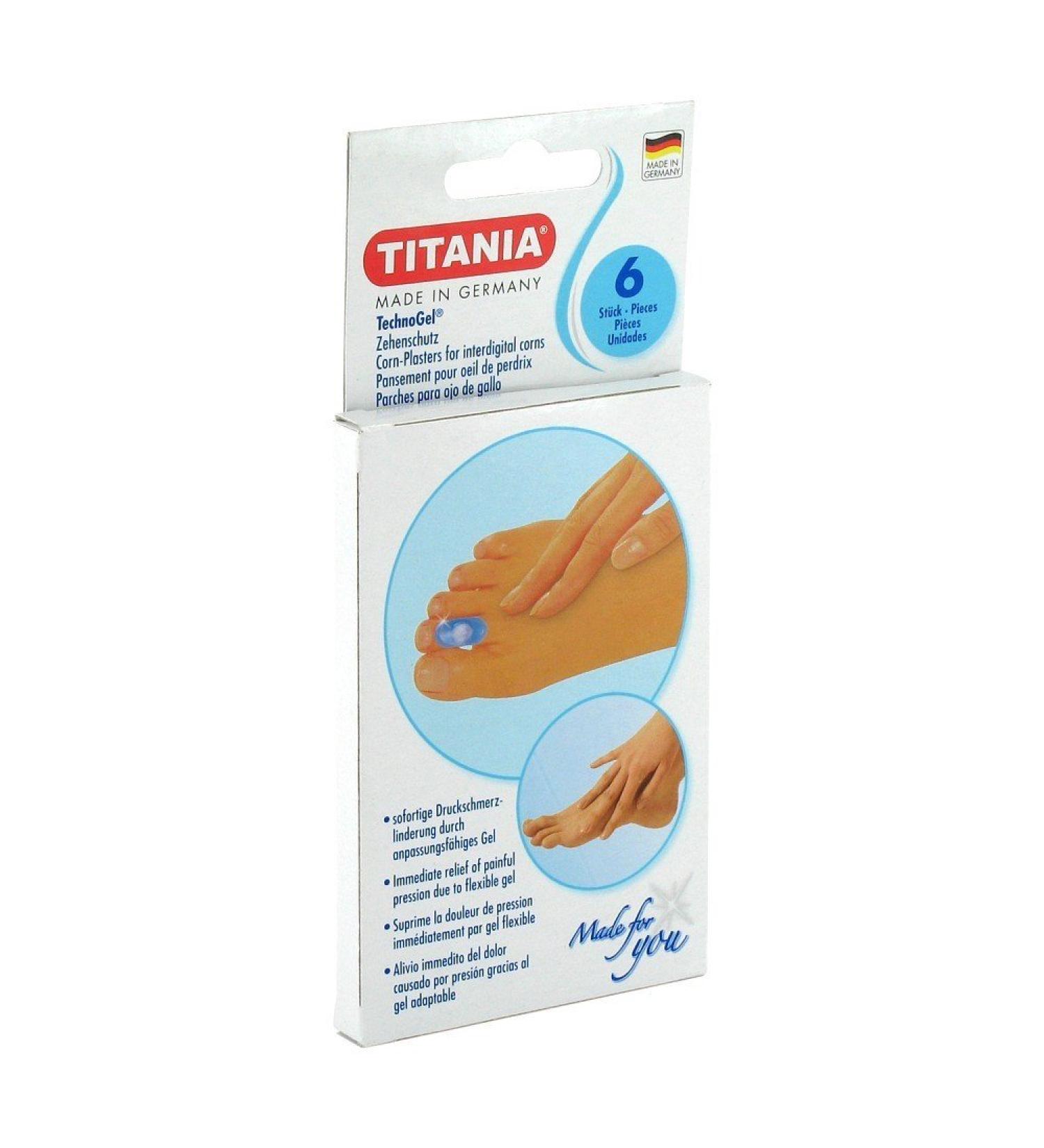Titania Germany Technogel Corn Plasters - Gentle Foot Protection & Self Adhesive Corn Cushions - For Quick Relief & Comfort For Men & Women - Set Of 6