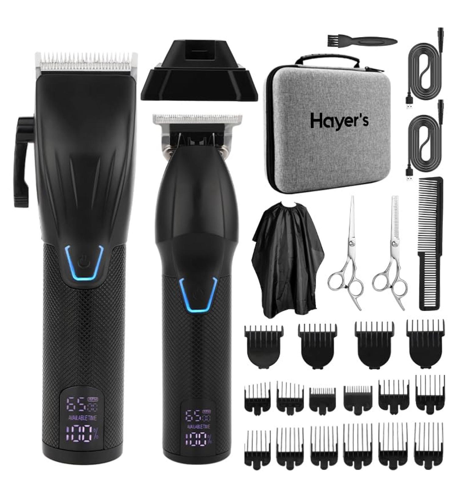 Hayer Cordless Rechargeable Hair Clippers for Men - All-in-One Premium Hair Kit & Beard Trimmer | Barber Accessories & Styling Tools for Perfect Hair Cutting - Buy Online on GoSupps.com