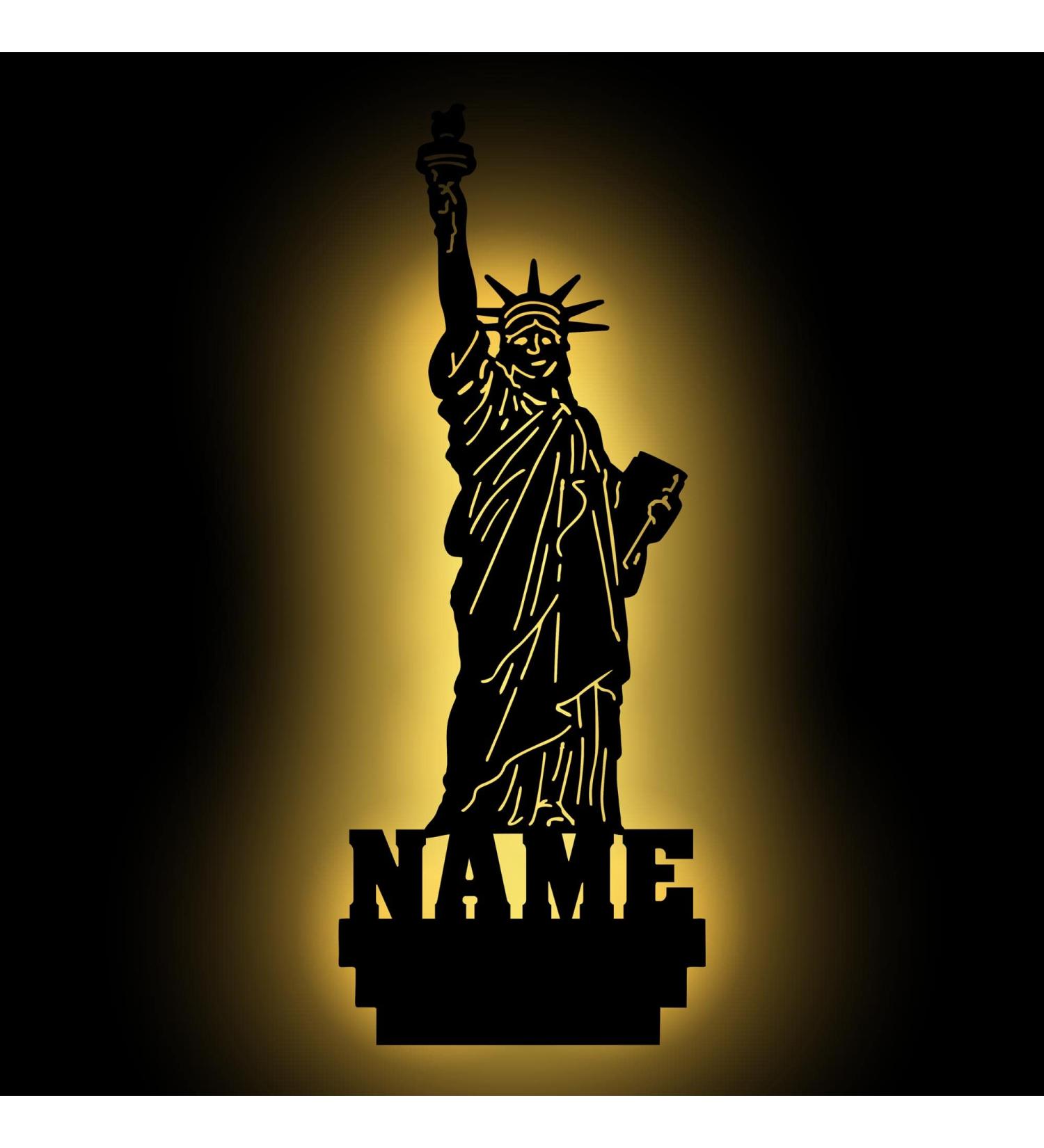 USA Statue of Liberty Night Light Lamp - Custom Name Gift for USA Fans | Decorative Wall Sticker - Buy Online on GoSupps.com