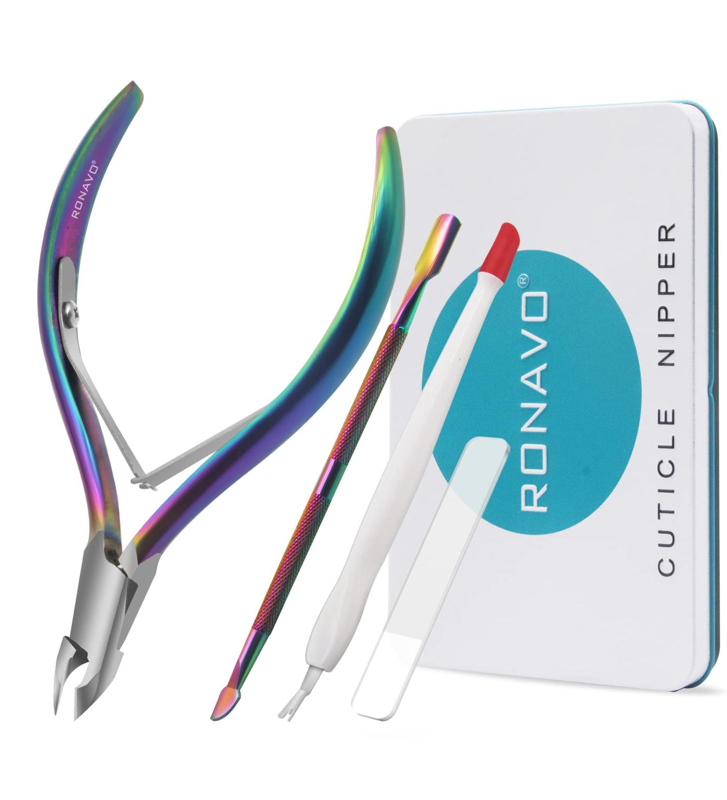 RONAVO Cuticle Cutter and Pusher Set - Professional Stainless Steel Trimmer and Nippers for Fingernails/Toenails - Buy Online on GoSupps.com
