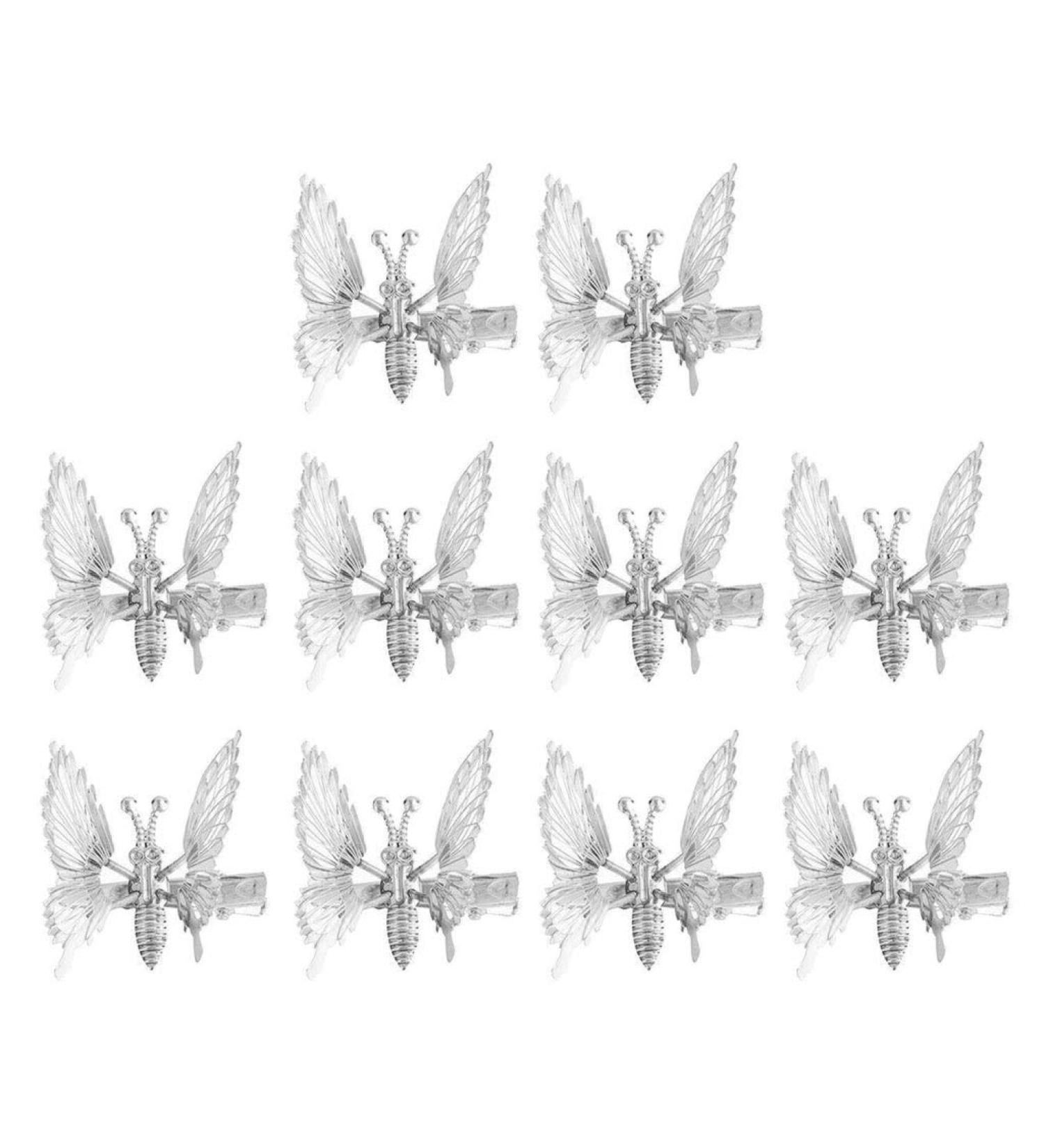 Seluluory 10-Piece Metal Butterfly Hair Clips - Metallic Hollow 3D Movable Silver Hair Accessories - Buy Online on GoSupps.com