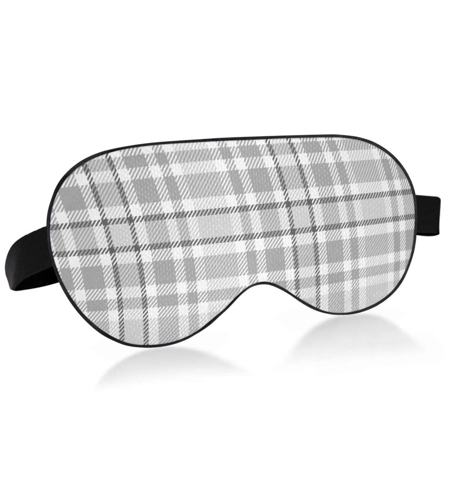 Haskirky Light Blocking Eye Mask for Adult Men and Women - Breathable & Adjustable for Travel, Yoga, Meditation, Office - Grey Plaid Pattern - Buy Online on GoSupps.com