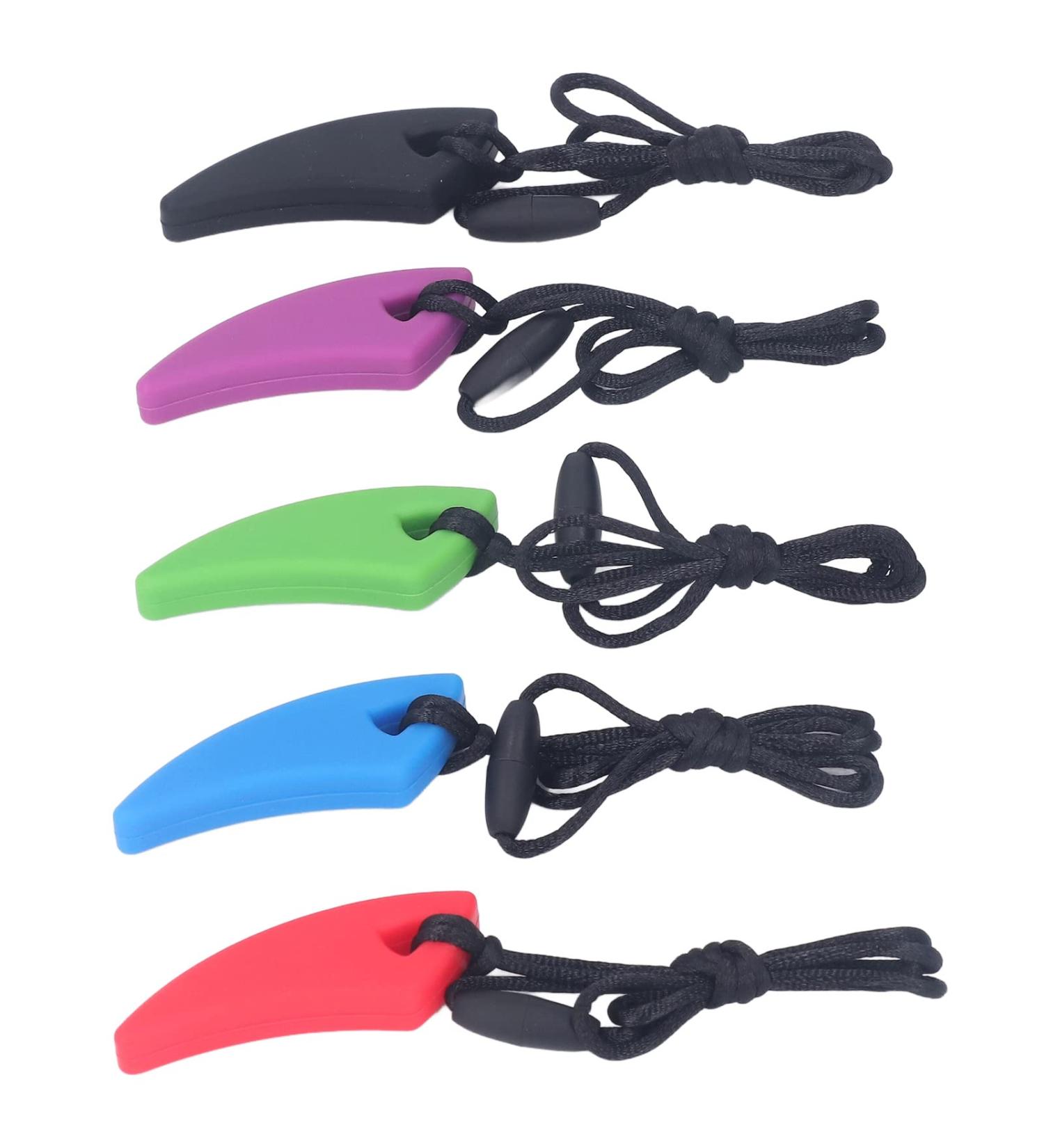 5pcs Sensory Chew Necklace | Oral Motor Aids for Anxiety Relief | Silicone Teether for ADHD & Autism | Food Grade Safety - Buy Online on GoSupps.com