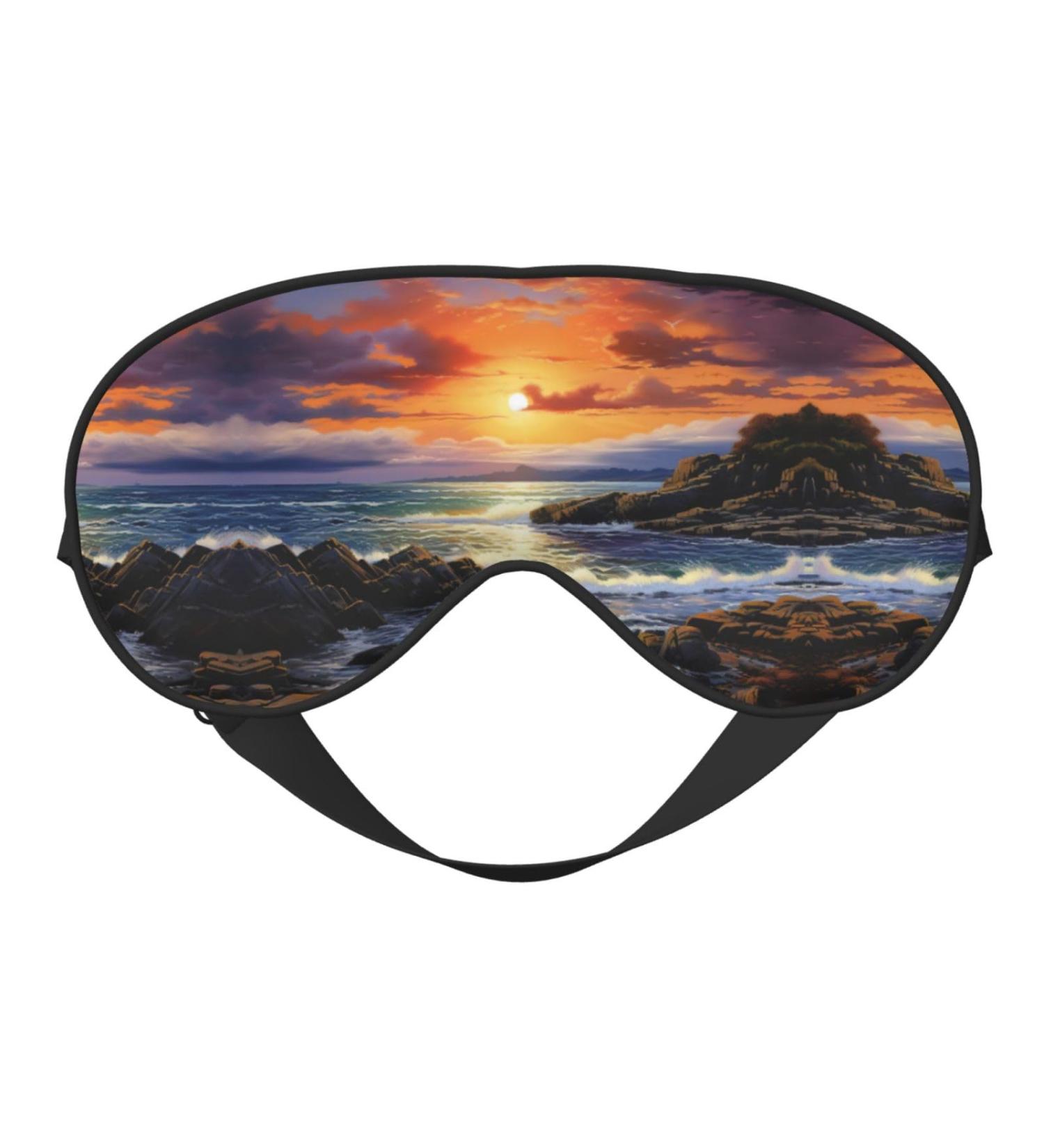 Ireland Sunset Seascape Print Eye Mask | Ultra-Soft Light-Blocking for Restful Sleep | International Shipping Available - Buy Online on GoSupps.com