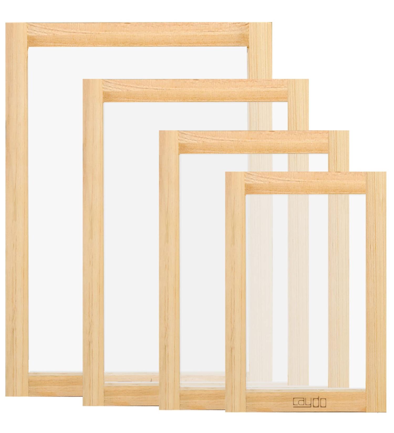 Caydo 4 Pieces Screen Printing Frames Set - 110 Mesh, Ideal for Beginners and Kids - 4 Sizes Included: 9x5.1, 10.6x6.7, 12.2x8.2, 14x10 Inches - Buy Online on GoSupps.com
