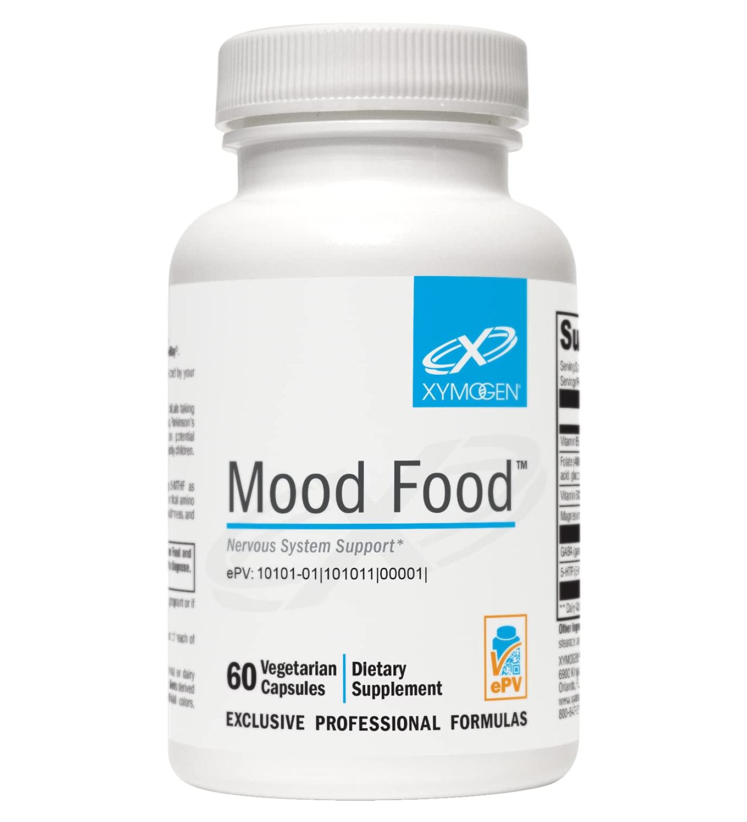 XYMOGEN Mood Food Supplement - Vegan Nervous System & Relaxation Support with Folate B12 B6 Magnesium 5-HTP & GABA (60 Capsules) - International Shipping Available - Buy Online on GoSupps.com