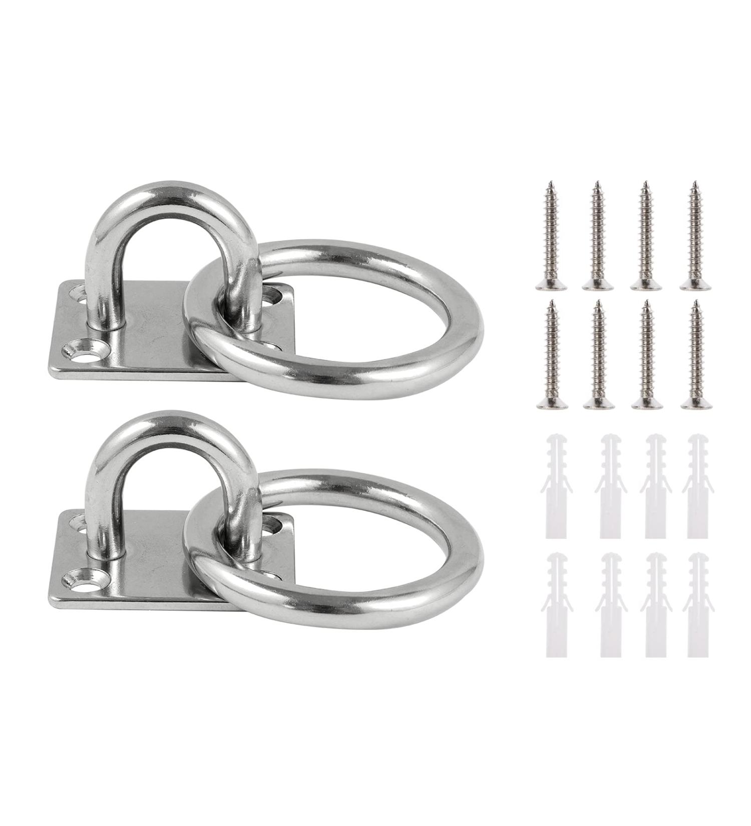 Lyaor 2 Pieces 304 Stainless Steel Augtplate with M8 Eyelet Bracket - Durable 180kg Wall Hook for Hanging Hammocks Boxing Bags Yoga Ropes - International Shipping Available - Buy Online on GoSupps.com