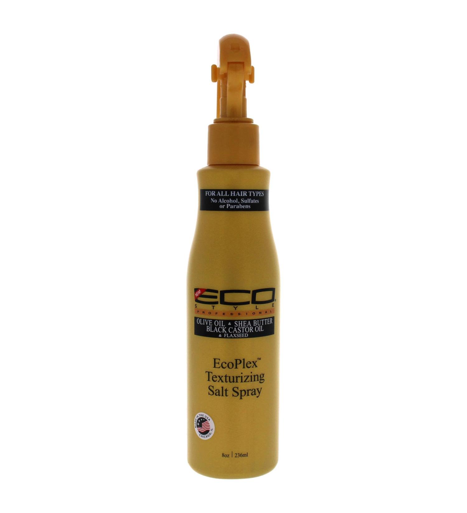 Ecoco - Eco Style EcoPlex Texturizing Salt Spray - Olive Oil - Shea Butter - Black Castor Oil - Flaxseed - For All Hair Types - No Alcohol or Parabens - Sulfate Free - 8 fl. oz./236 ml