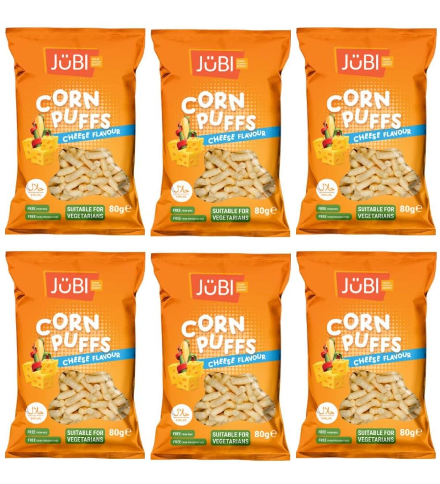 Jubi Corn Puffs Halal Certified No MSG No Preservatives Crisps Bag + FabFinds Mug (6 Pack Cheese) - Buy Online on GoSupps.com