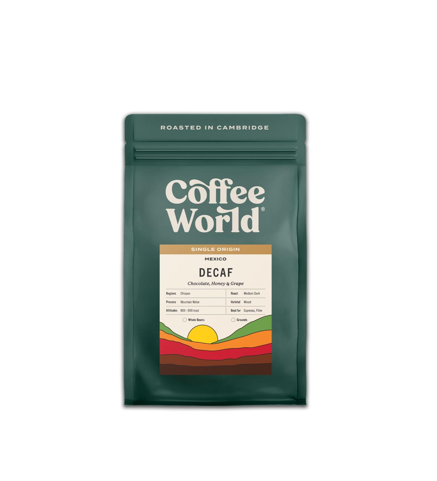 Coffee World | Mexico Decaf Chemical-Free Mountain Water Process Single Origin UK Roasted Coffee - Brewing for Caf s Businesses Shops & Home (Coffee Beans 250g) - Buy Online on GoSupps.com