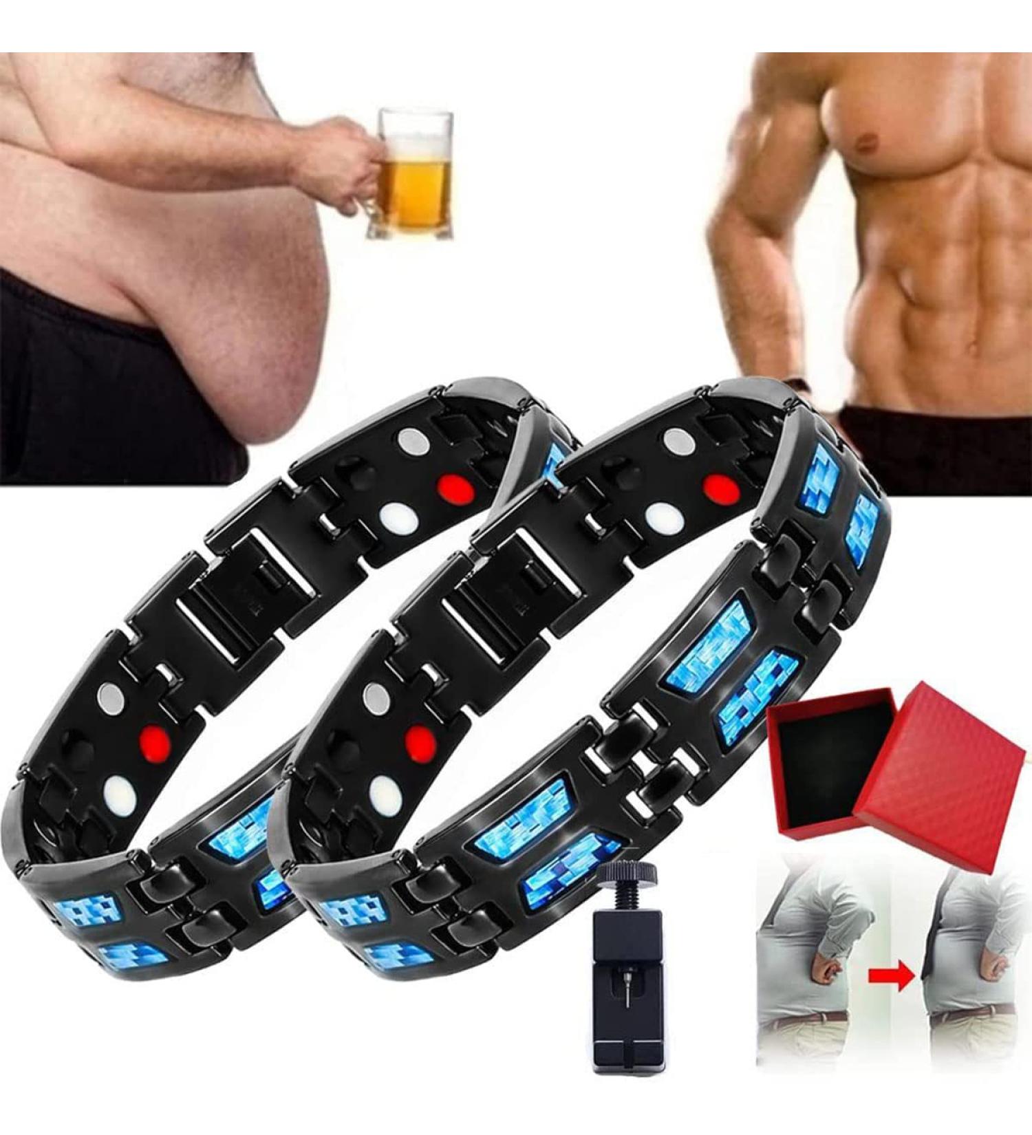 AILYFIRDO Blue Carbon Titan Armband - Men's Titanium Magnetic Weight Loss Bracelet 2PCs Ultra-Strong Lymphatic Drainage Band - Buy Online on GoSupps.com