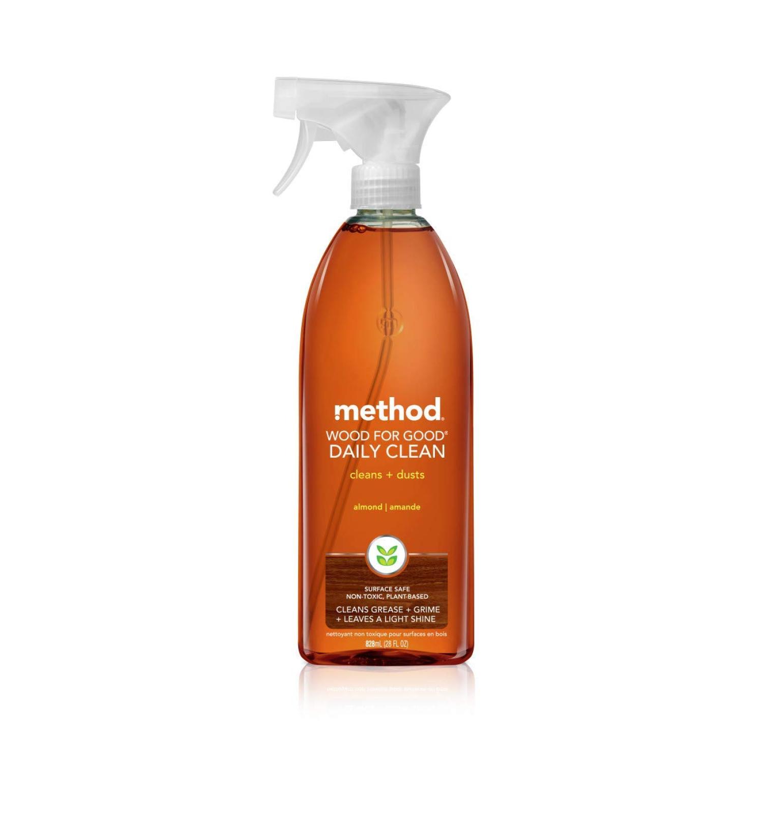 Method Naturally Derived Wood for Good Daily Cleaner Spray Almond 28 FL Oz Mega Value Pack of 4 (28 x 4 Total 112 Oz)