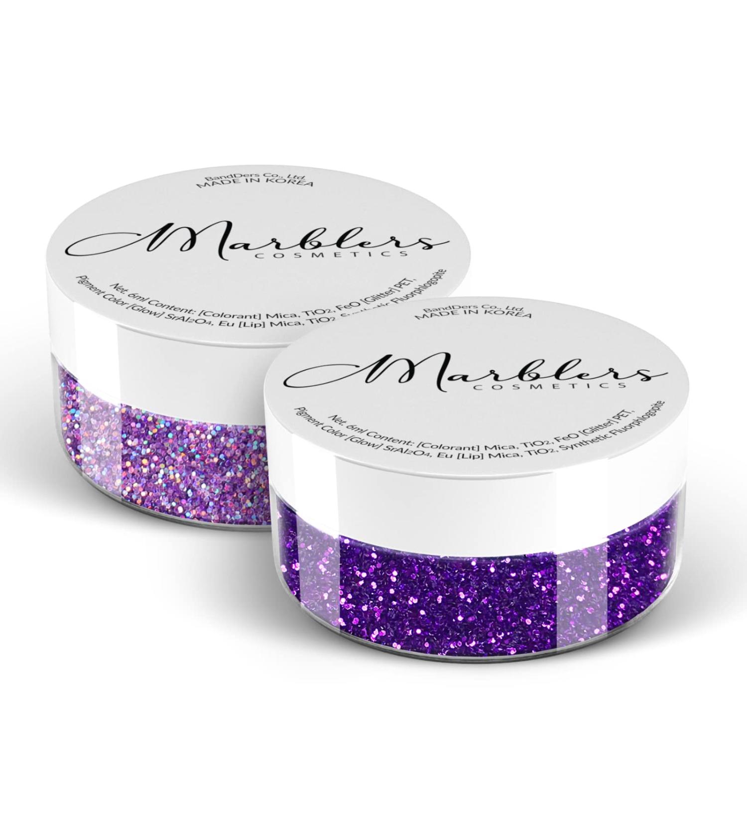 MARBLERS Cosmetic Grade Fine Glitter Duo Holo Purple & Amethyst 10g - Non-Toxic Vegan Glitter for Festival Makeup & Nail Art - Buy Online on GoSupps.com