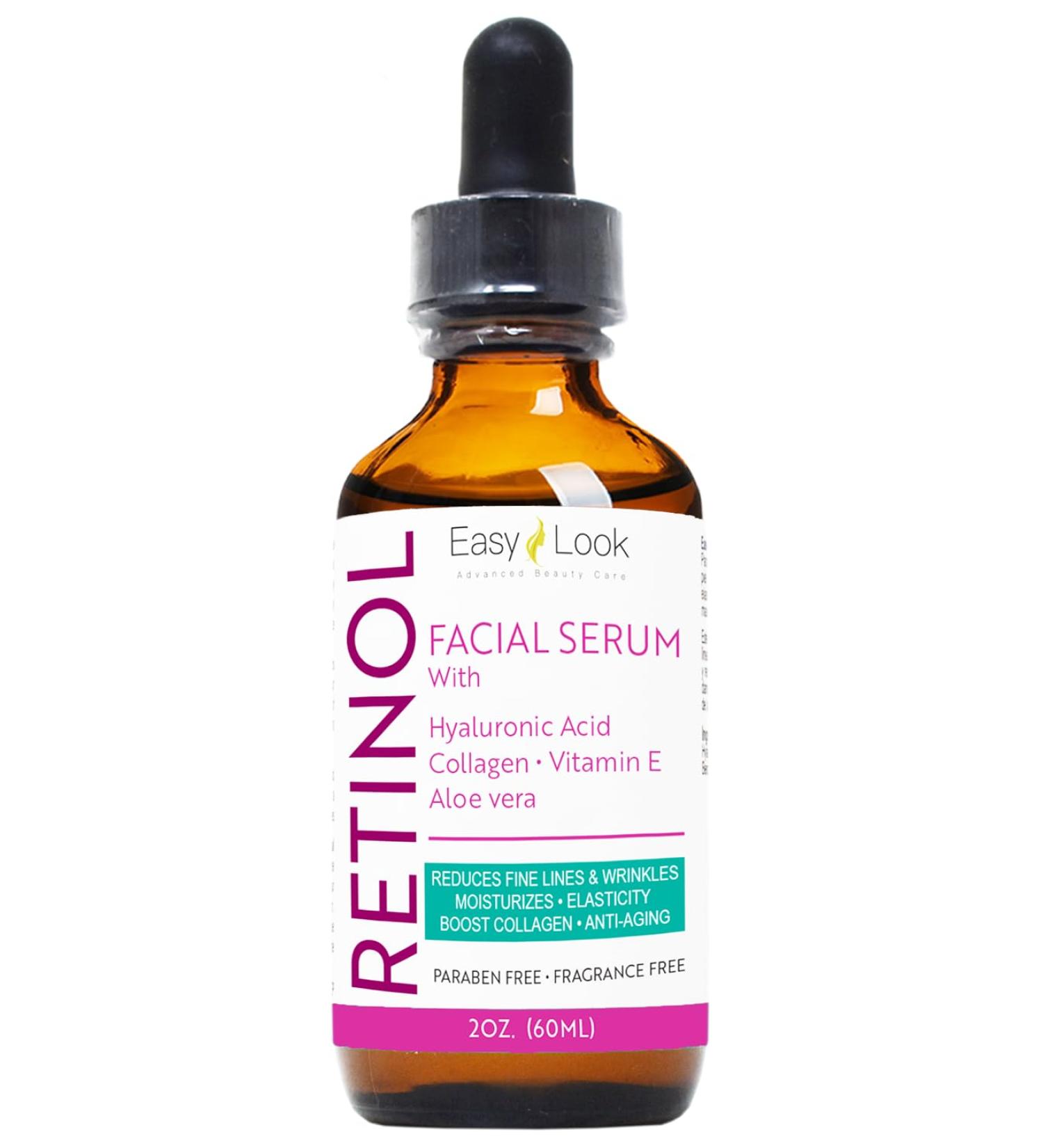 Buy Retinol Serum for Face - Anti-Aging Hydrating Hyaluronic Acid Collagen & Vitamin E - Tighten Lift & Plump All Skin Types - 2 Fl Oz - Buy Online on GoSupps.com