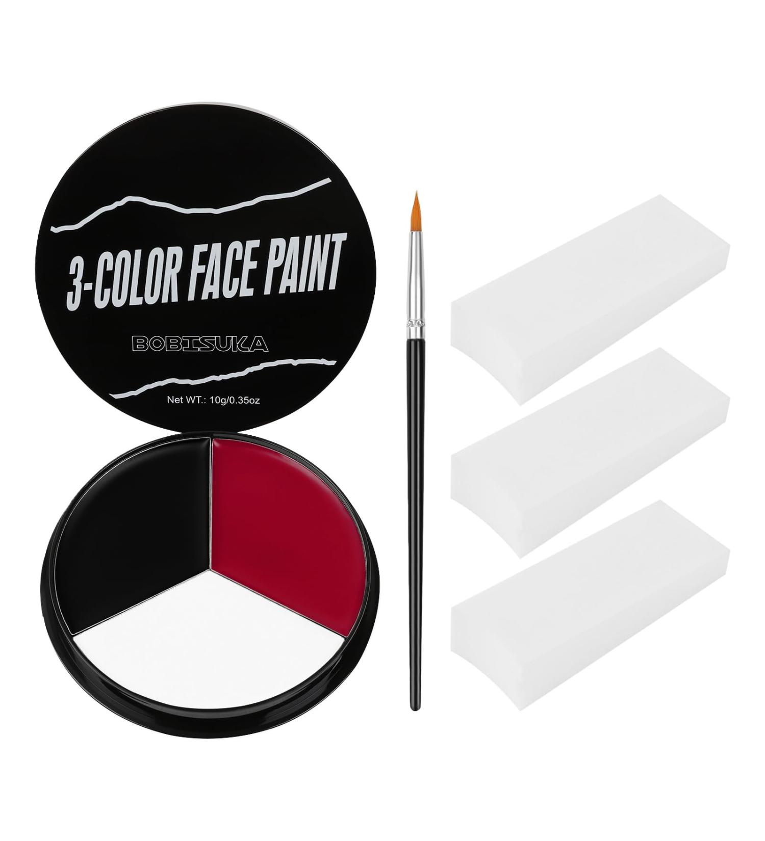 Buy Black White Red Face Paint Kit - Includes 3 Sponges & Brush | Perfect for Baseball Softball Halloween Makeup Cosplay & Theme Parties - Buy Online on GoSupps.com