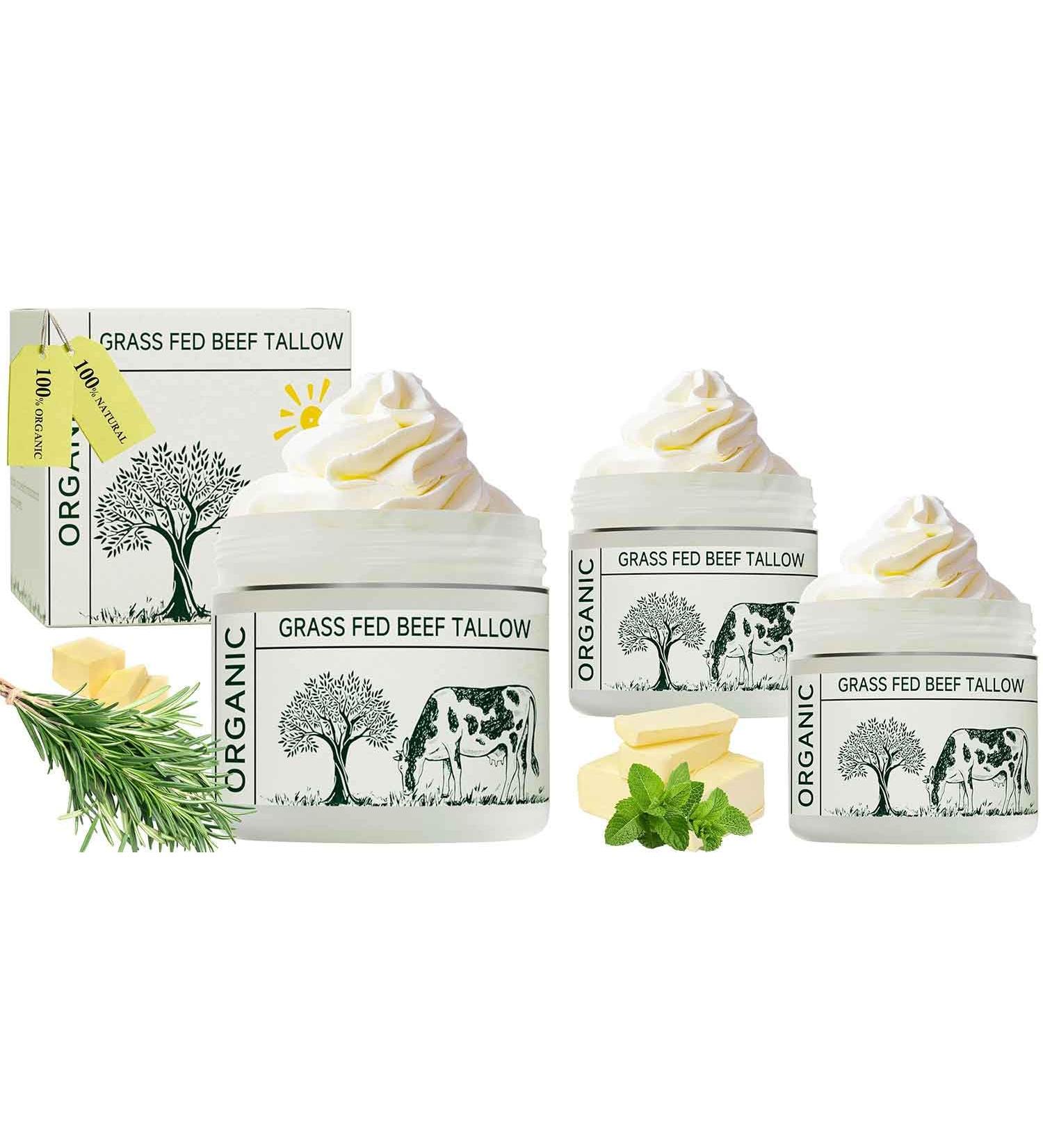mkzea Beef Tallow for Skin Unscented 3 Packs Beef Tallow Blam Grass Fed Whipped Tallow Face Cream - Buy Online on GoSupps.com