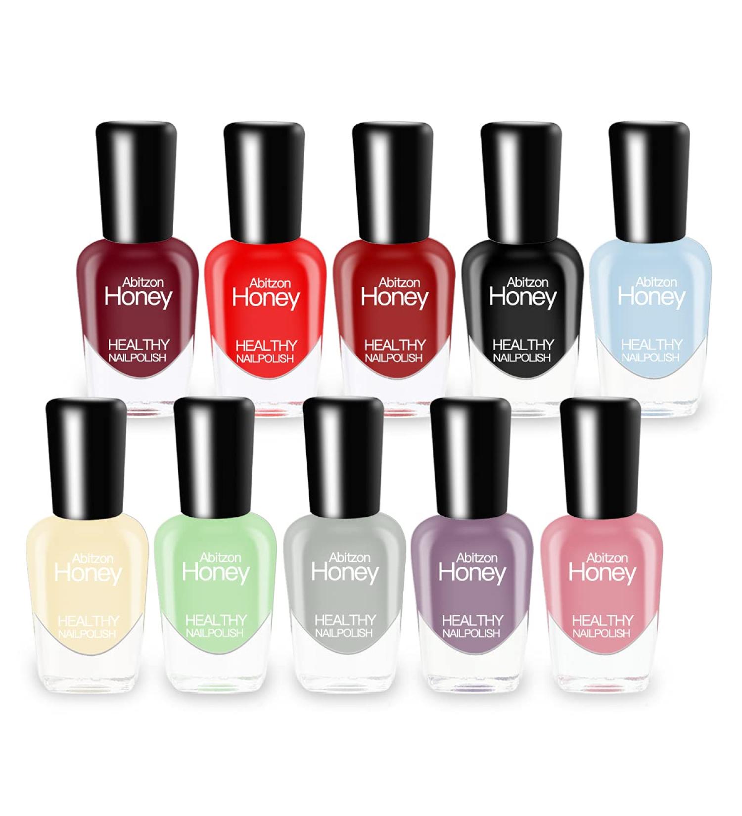 Abitzon NEW Nail Polish Set - 10 Non-Toxic Eco-Friendly Quick Dry Pull-Off Formula | Water-Based Style - Buy Online on GoSupps.com